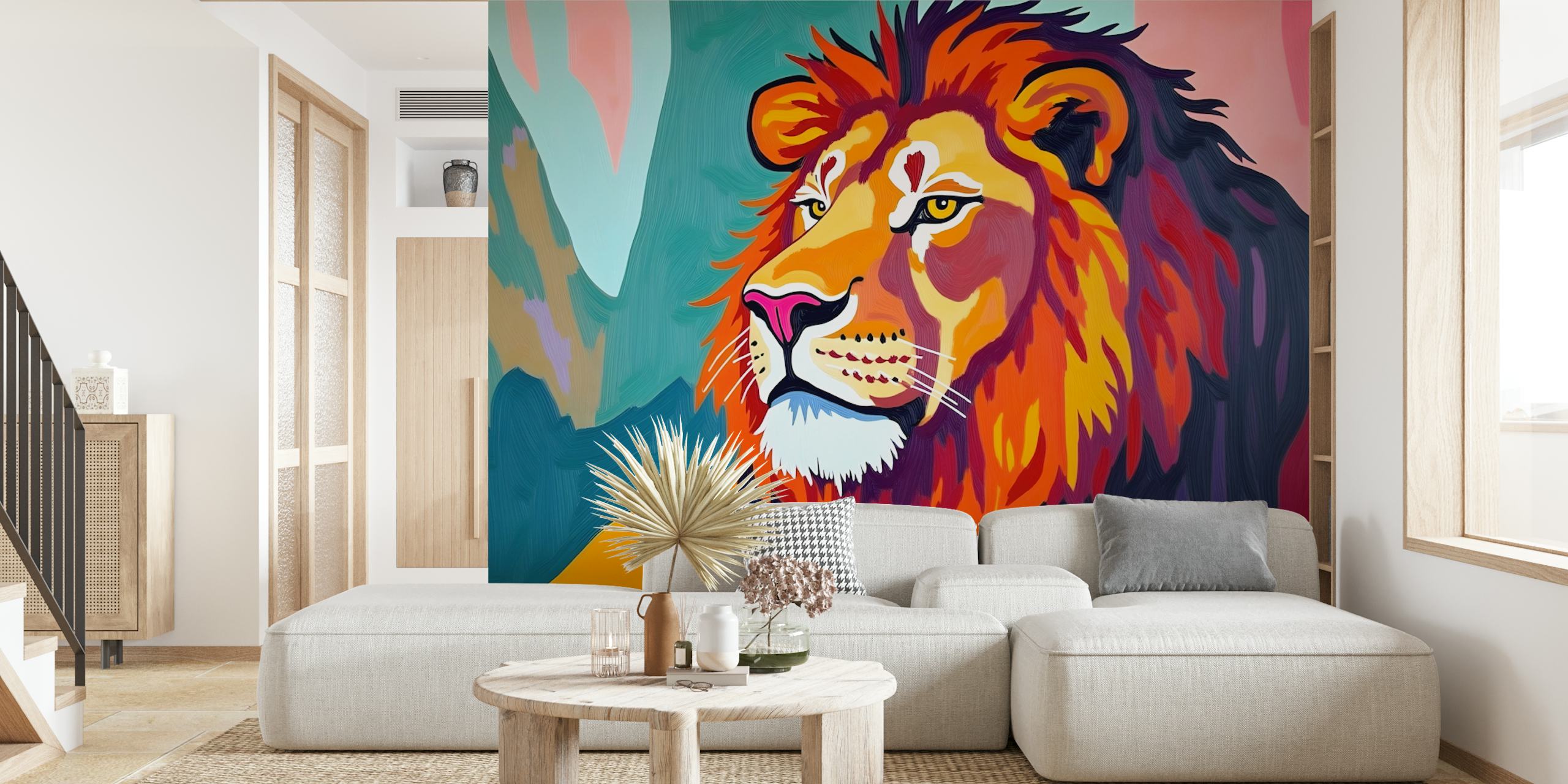 Tapeta Majestic Lion Art u sobi