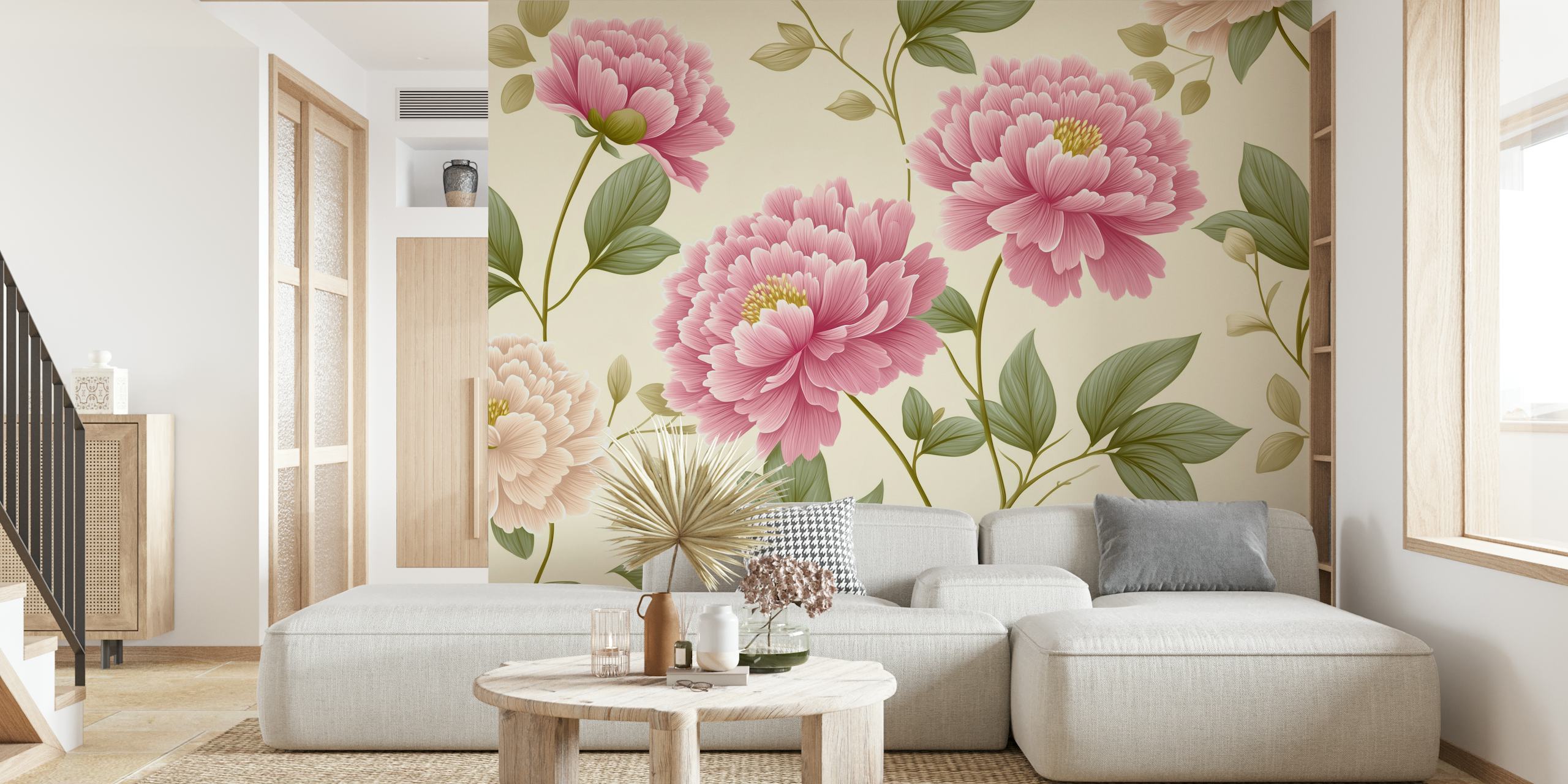 Blossoming Peony Delight wallpaper in a room