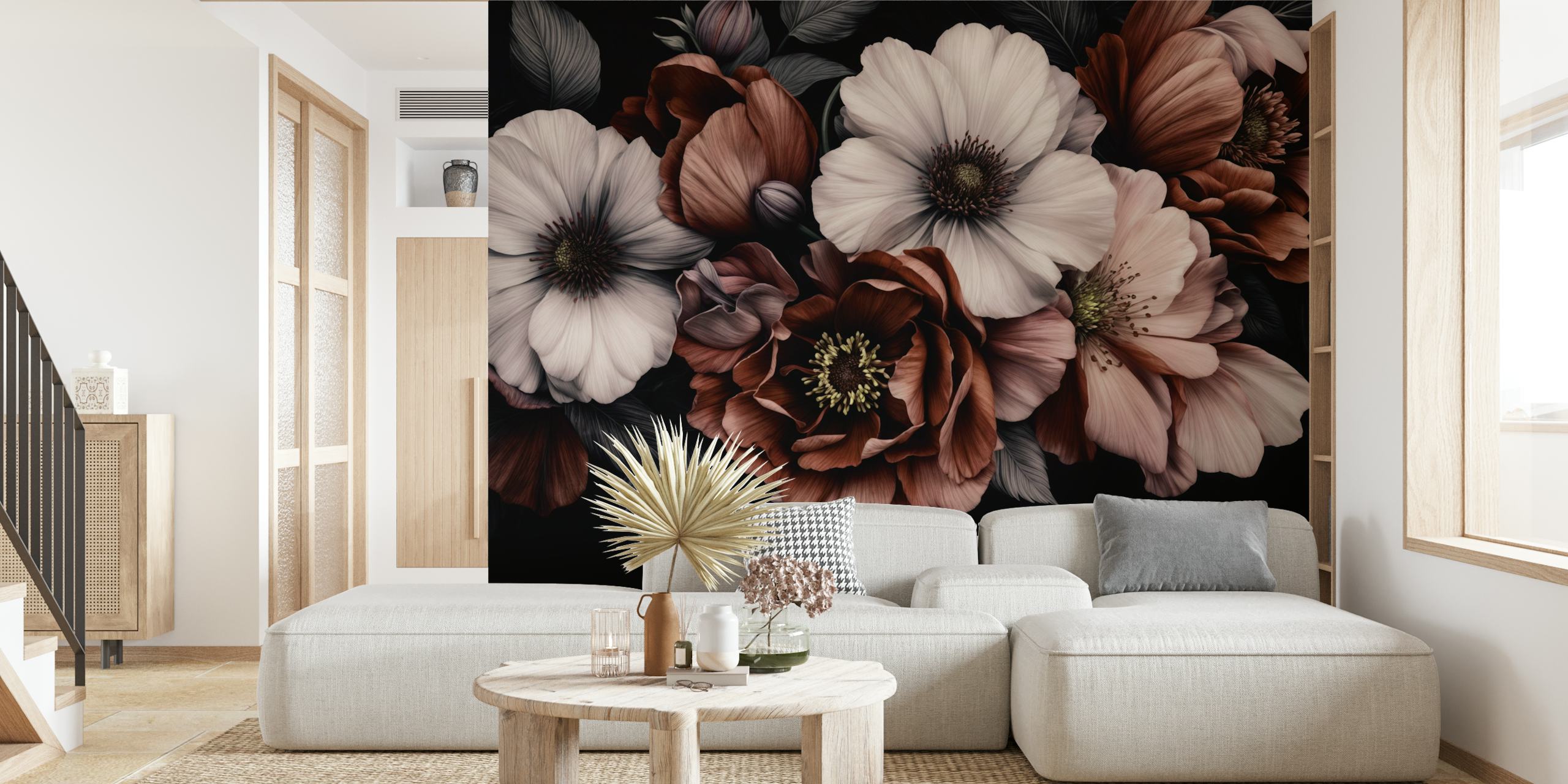Twilight floral wallpaper in a room setting