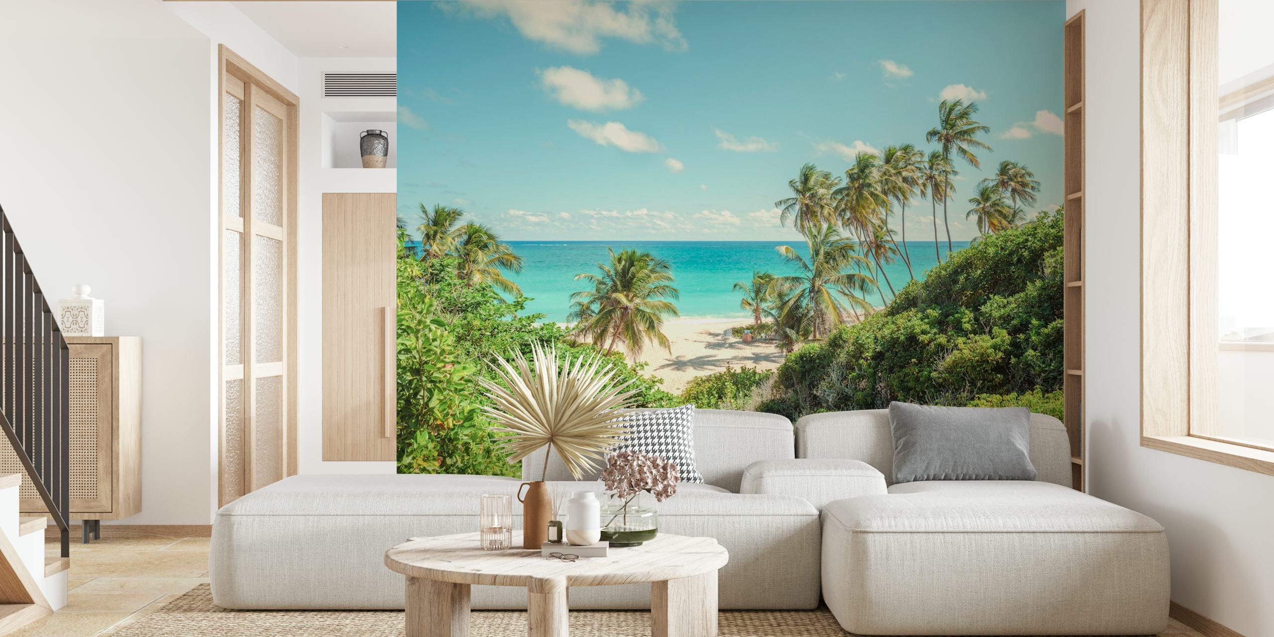 Serene Coastal Paradise behang met uitzicht op de oceaan