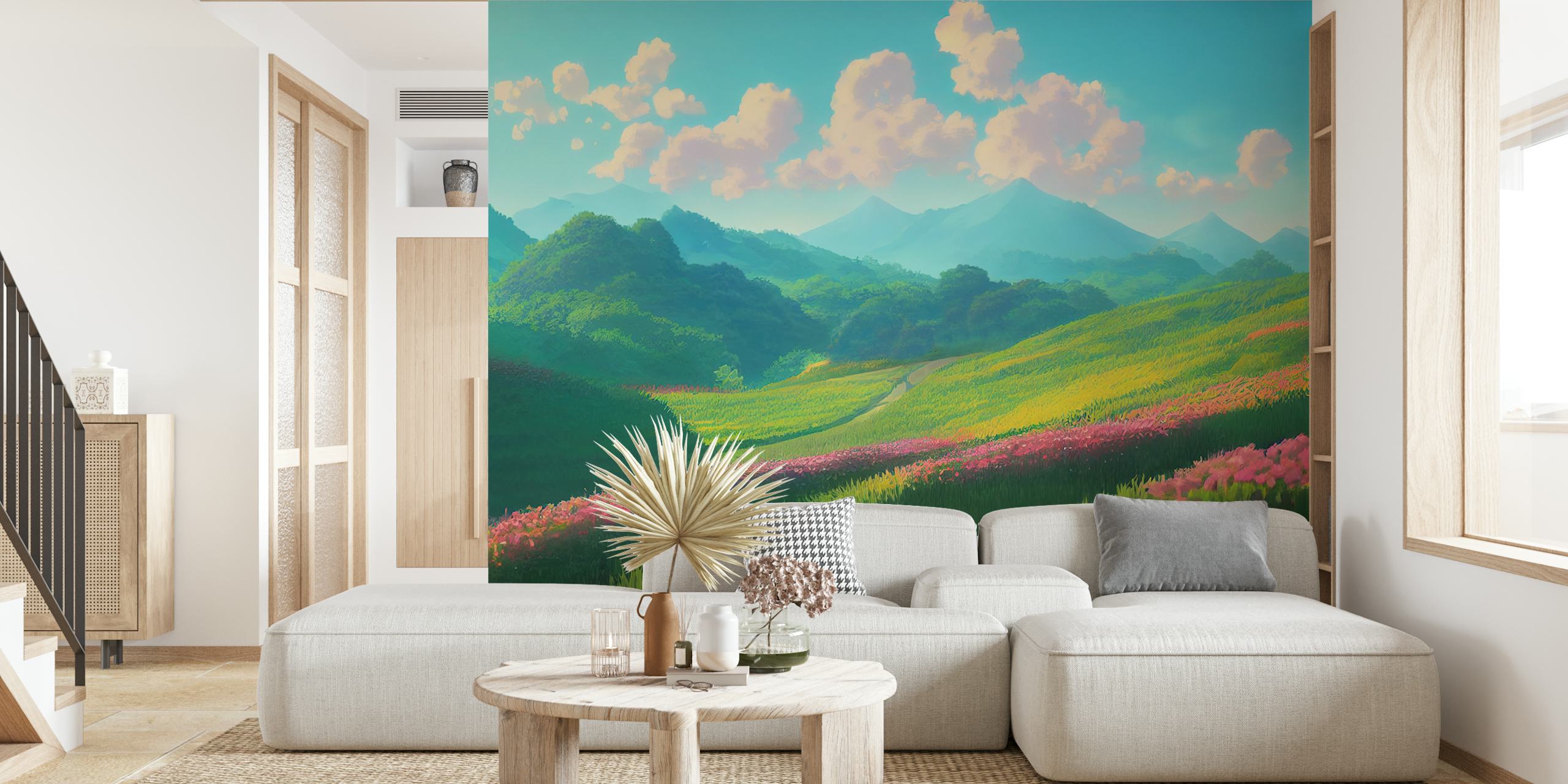 Ταπετσαρία Colorful mountain view σε ένα δωμάτιο