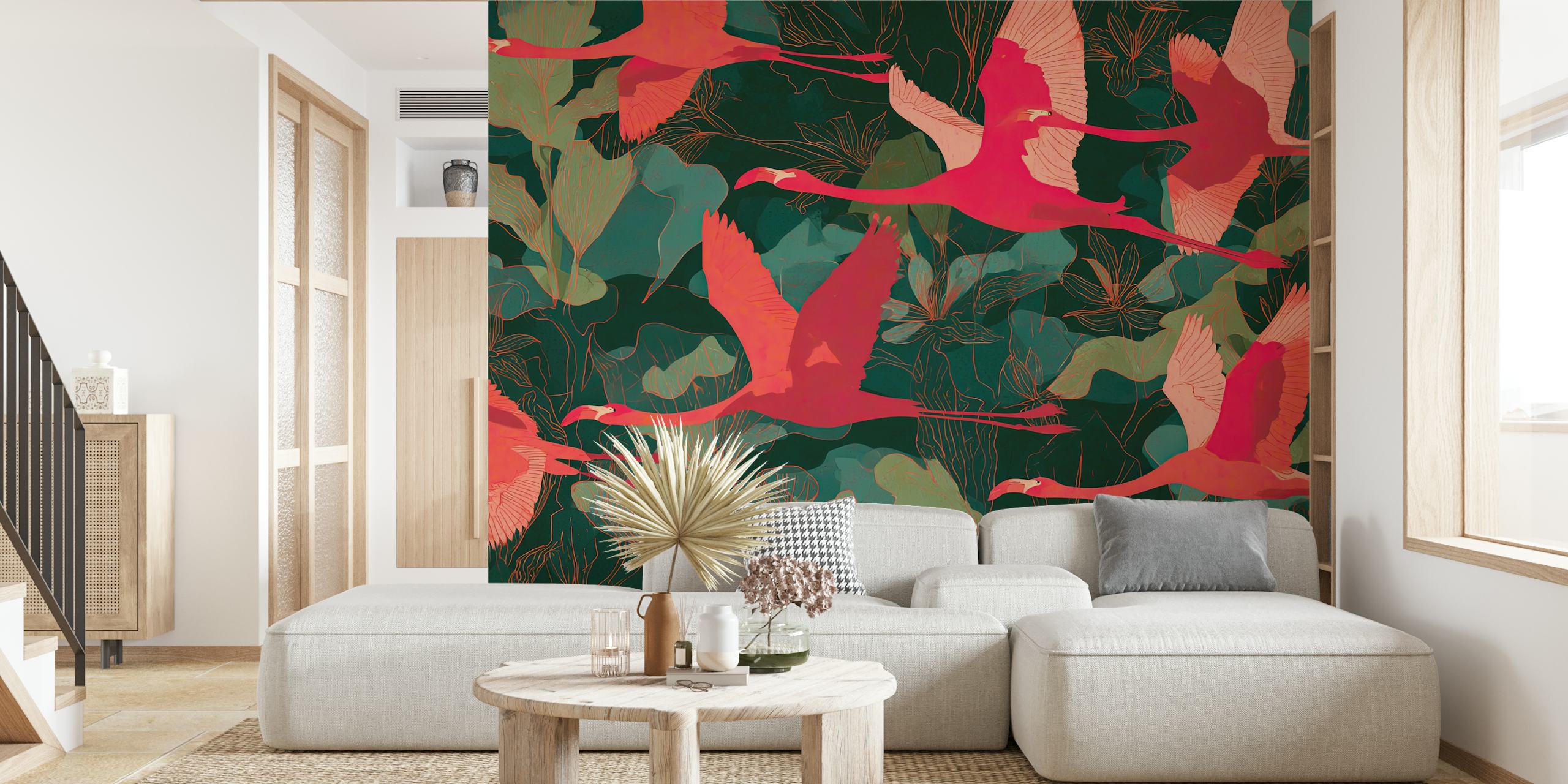 Flamingo Sanctuary wallpaper in a room