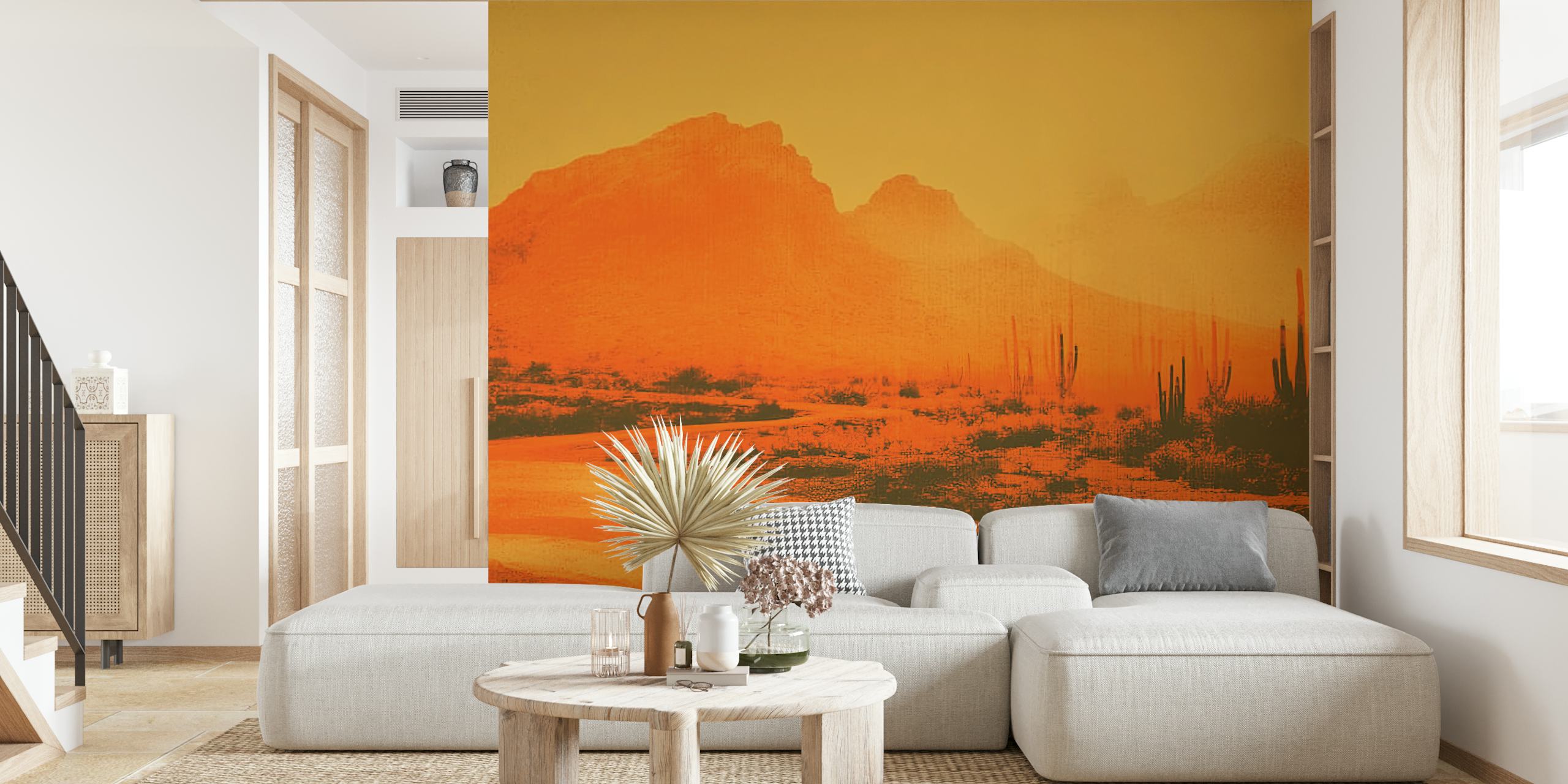 Orange Desert Sunset Tapete in einem Raum