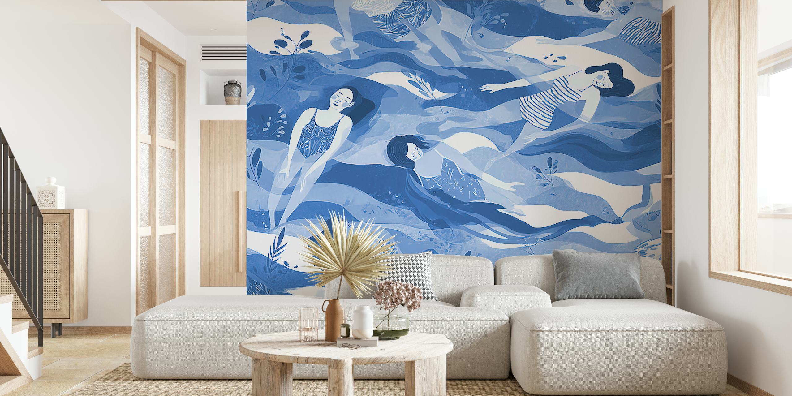 Diseño de papel pintado Serene Summertime en una habitación