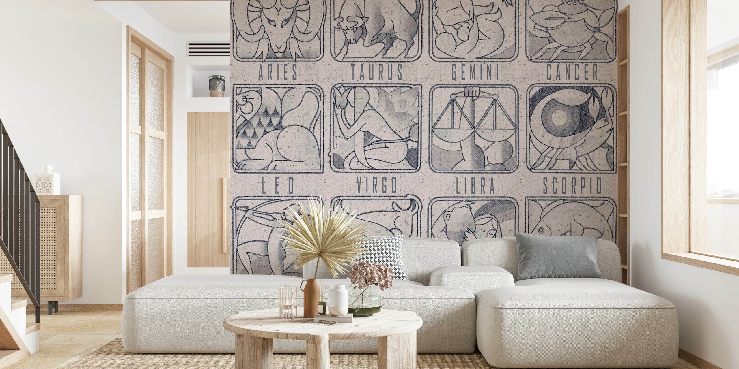 Astrology Chalkboard Art papel de parede em um quarto