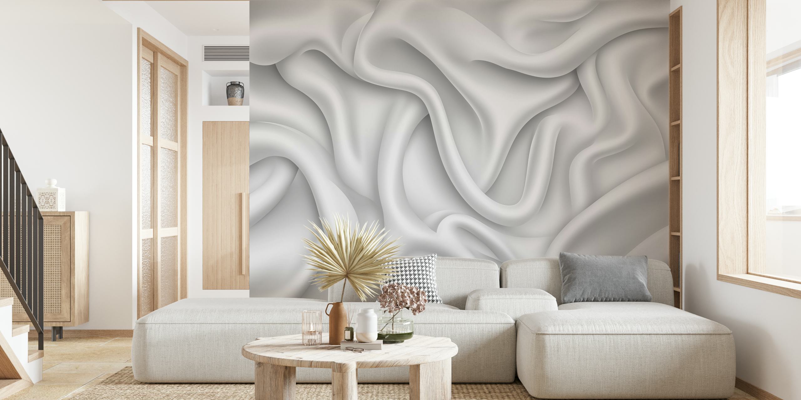 Silky Waves Design wallpaper in a modern room
