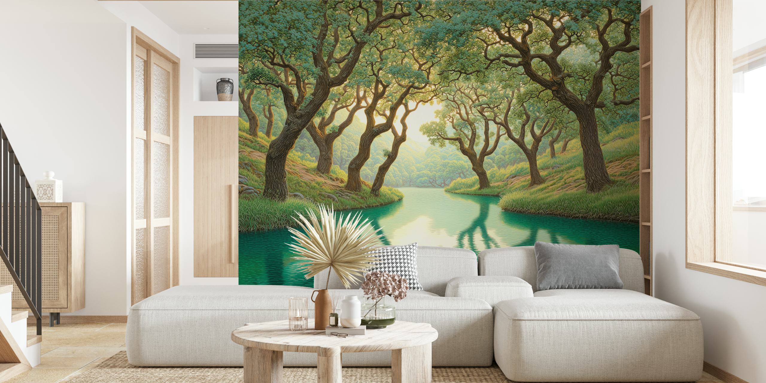 Mystical Woodland River wallpaper in a room