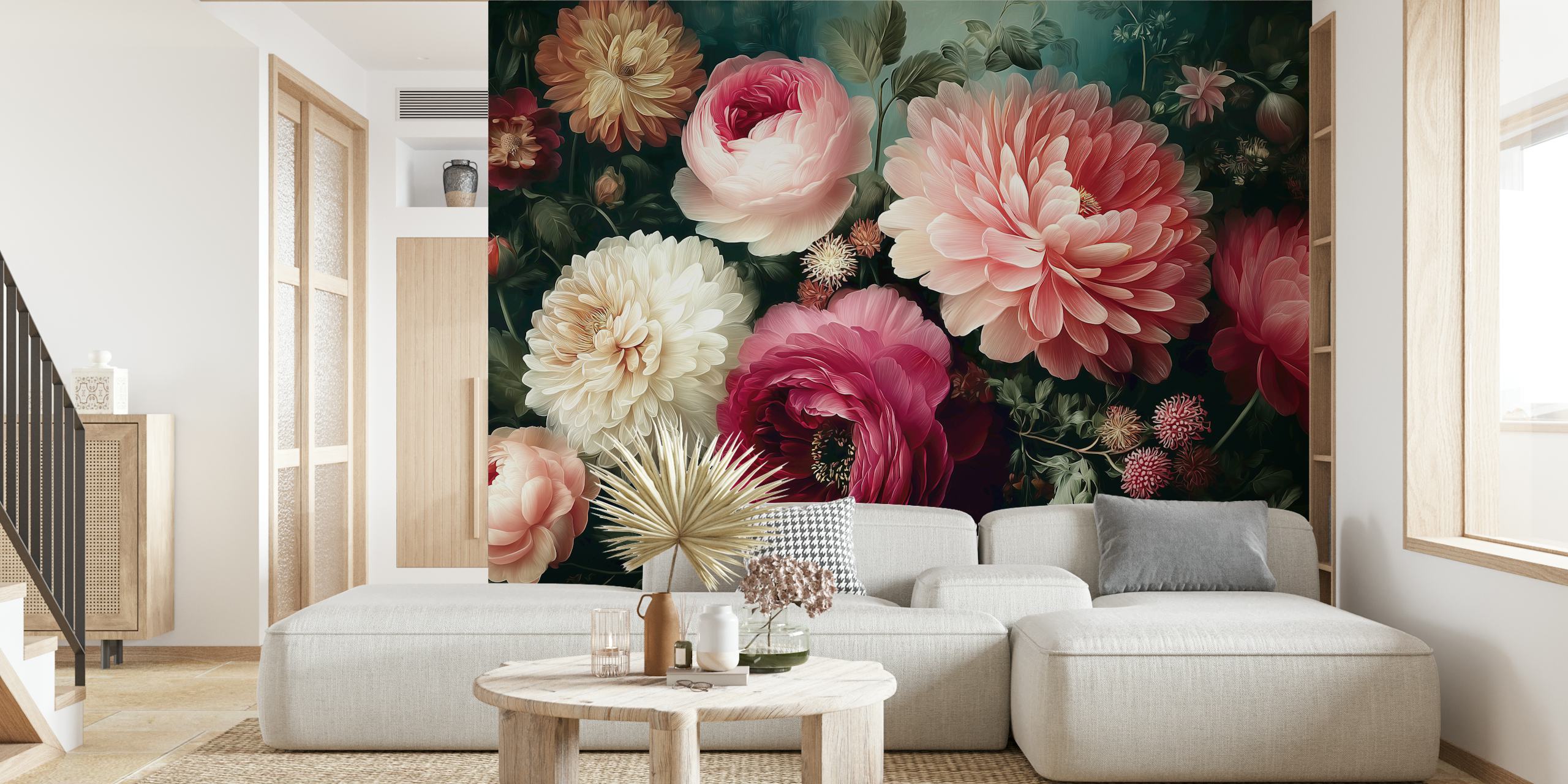 Floral Elegance Bouquet wallpaper in a room