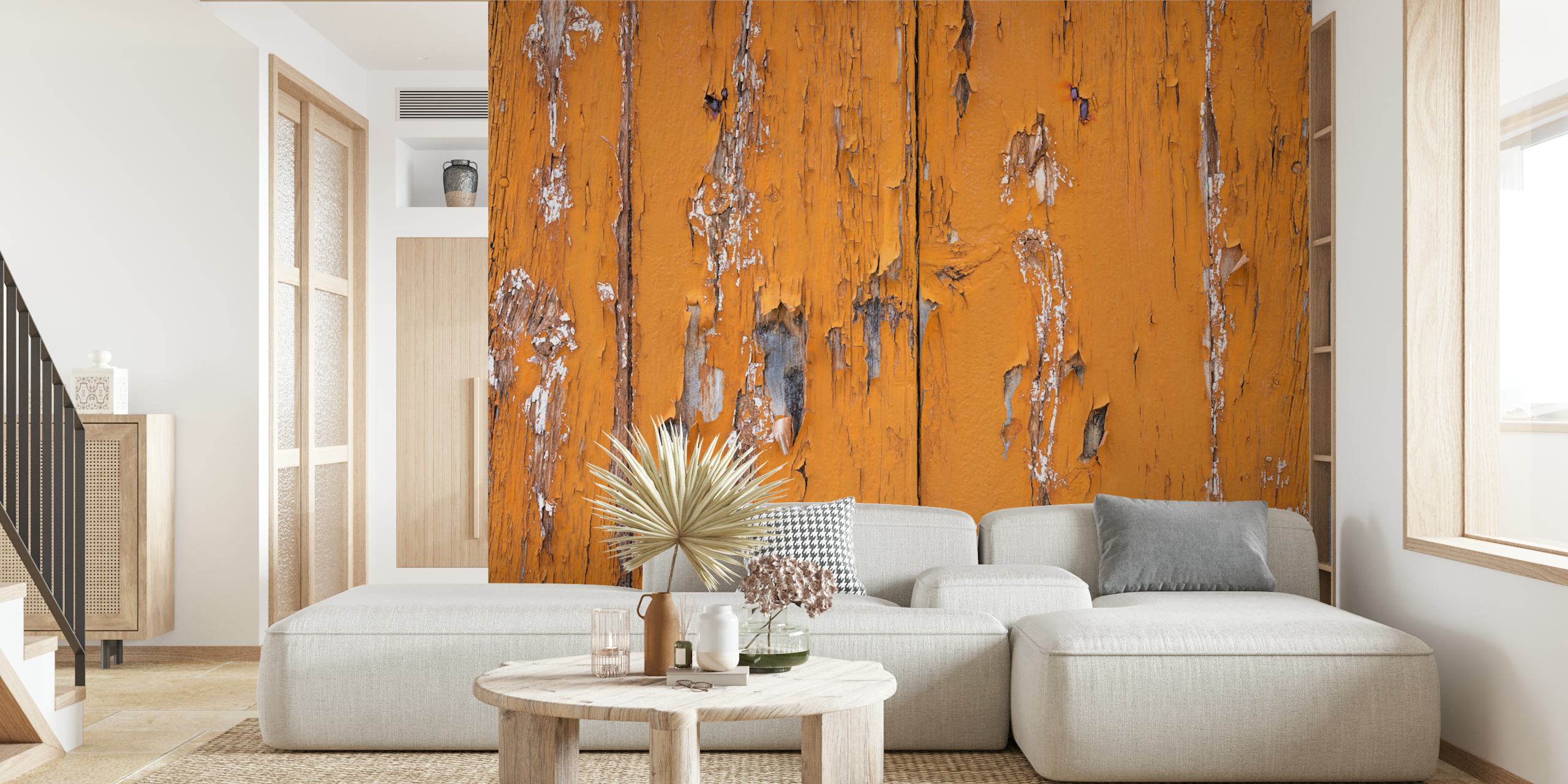 Papier peint Rustic Orange Texture dans une pièce