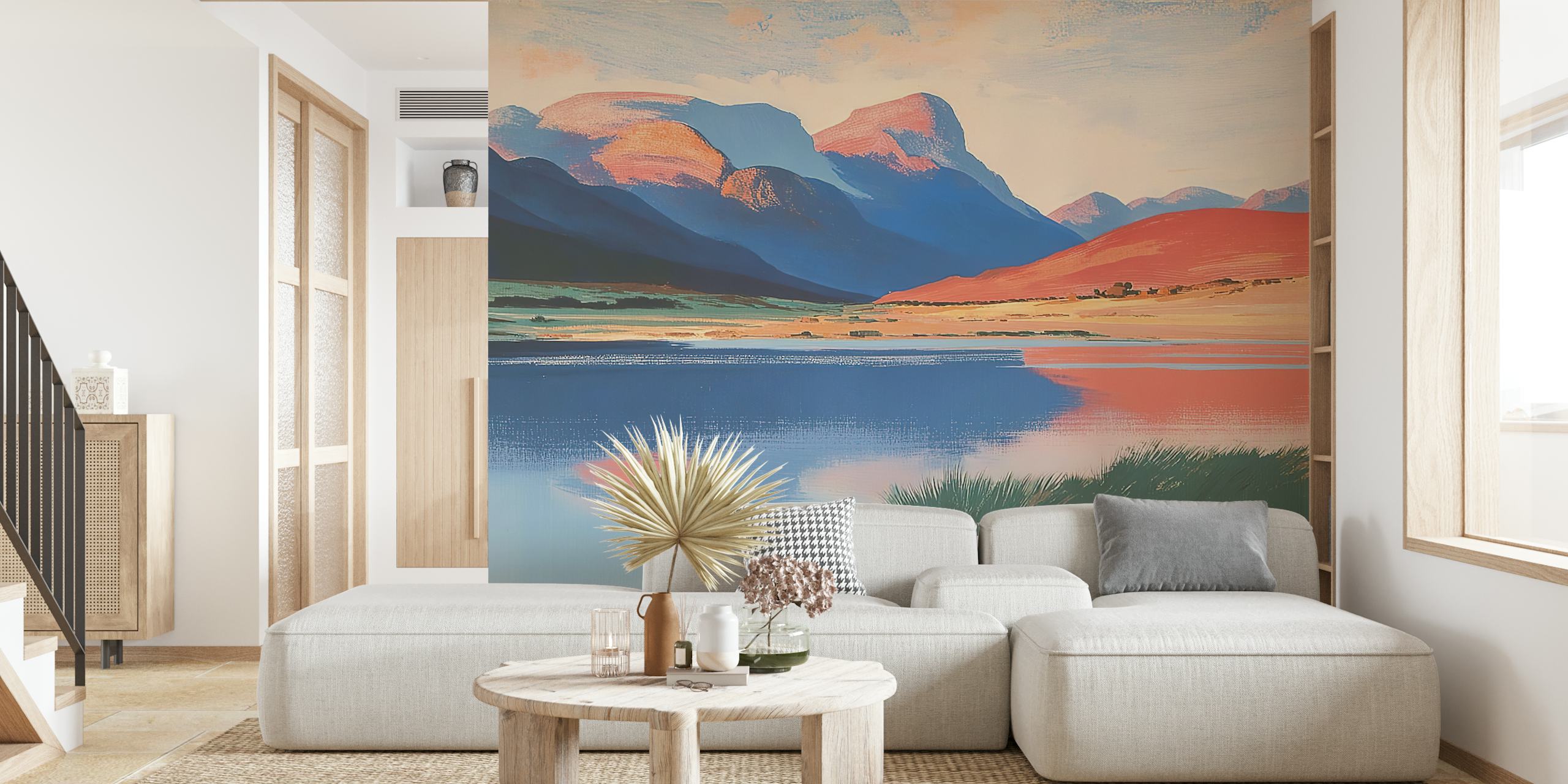 Ταπετσαρία Sunset mountain lake σε ένα δωμάτιο