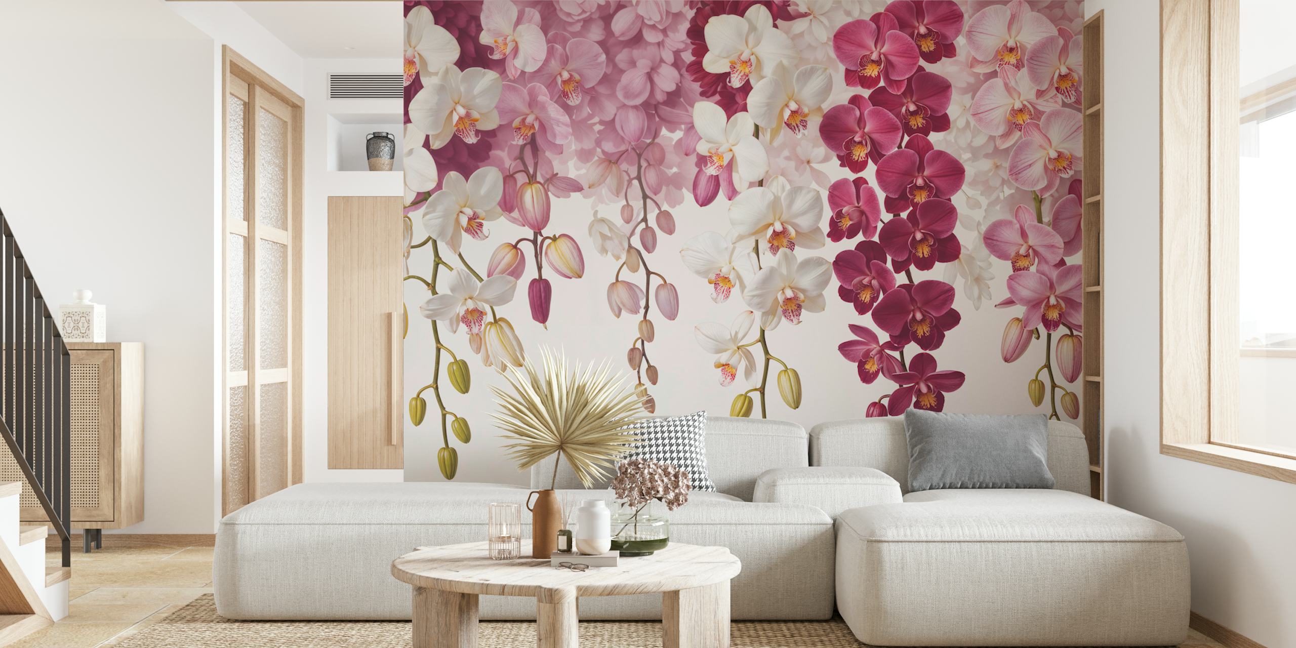 Pastel Orchid Cascade wallpaper in a room