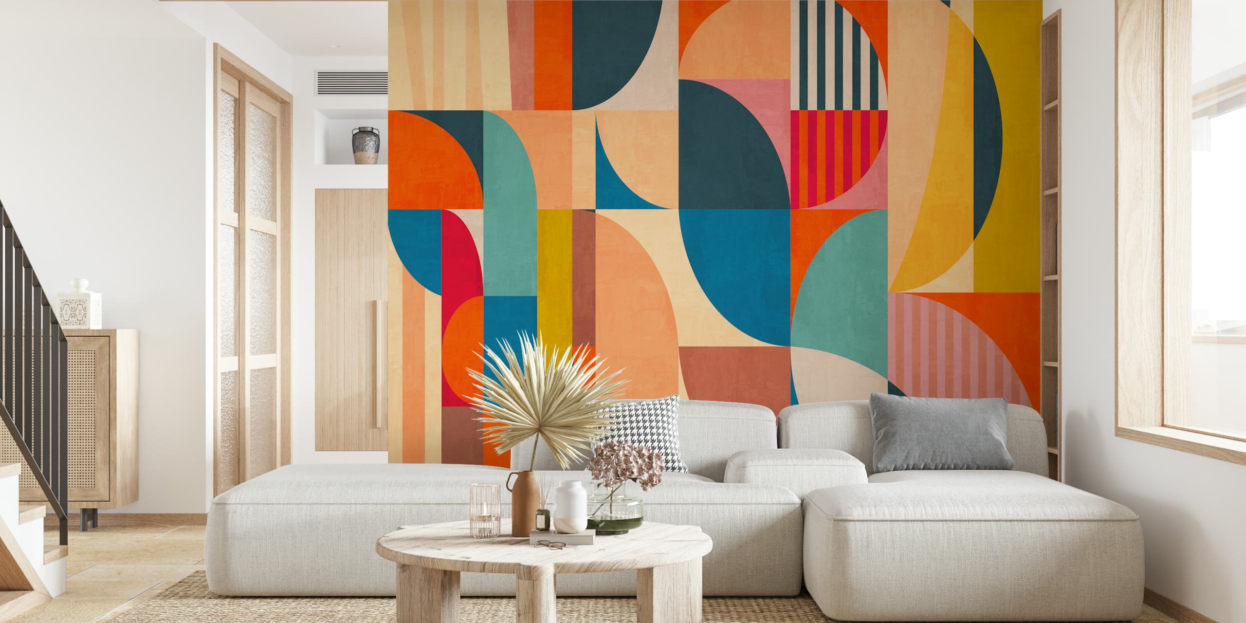 Tapeta Geometric Color Flow prezentowana w pomieszczeniu