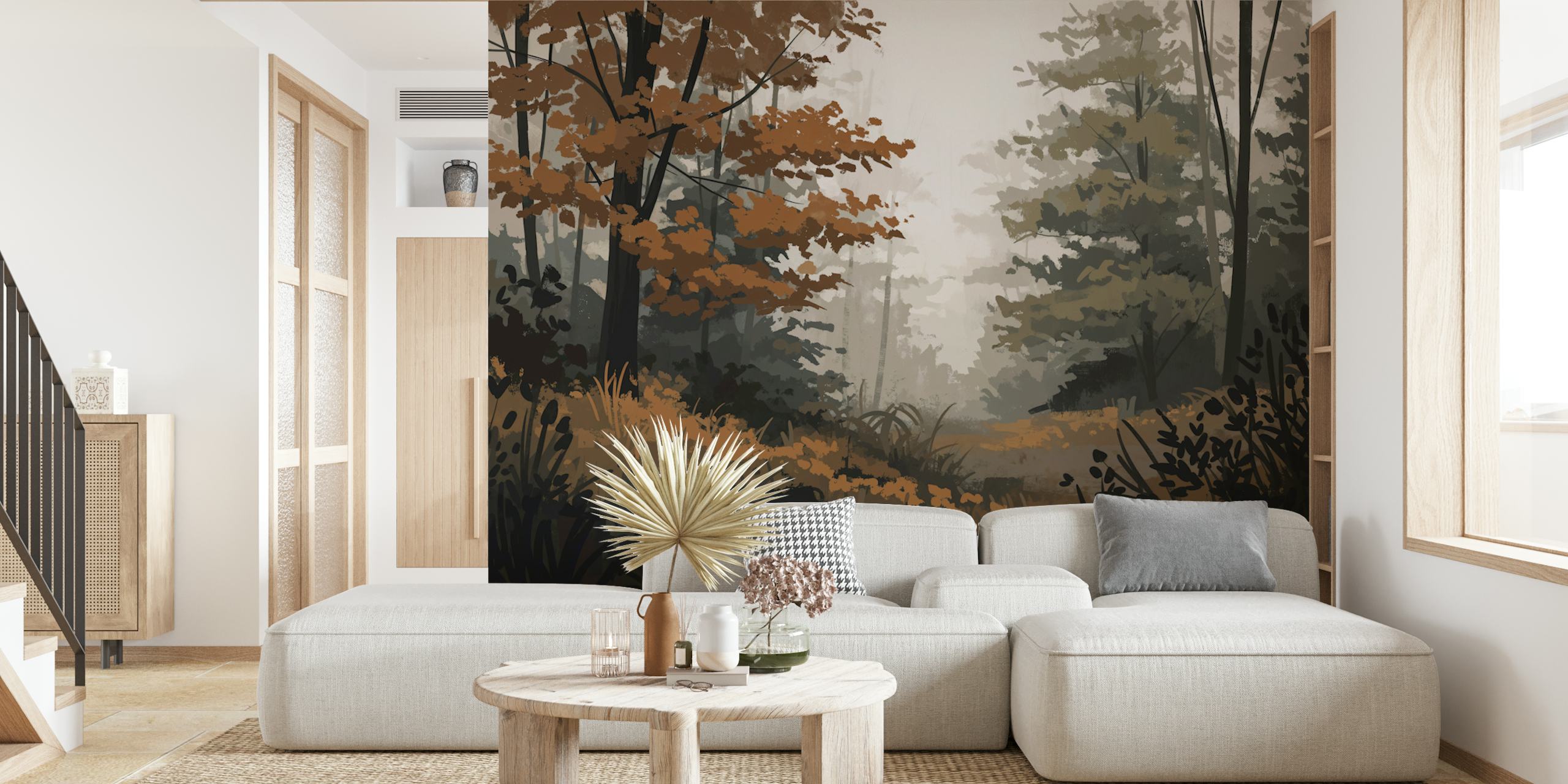 Rustic Woodland Path wallpaper in a room