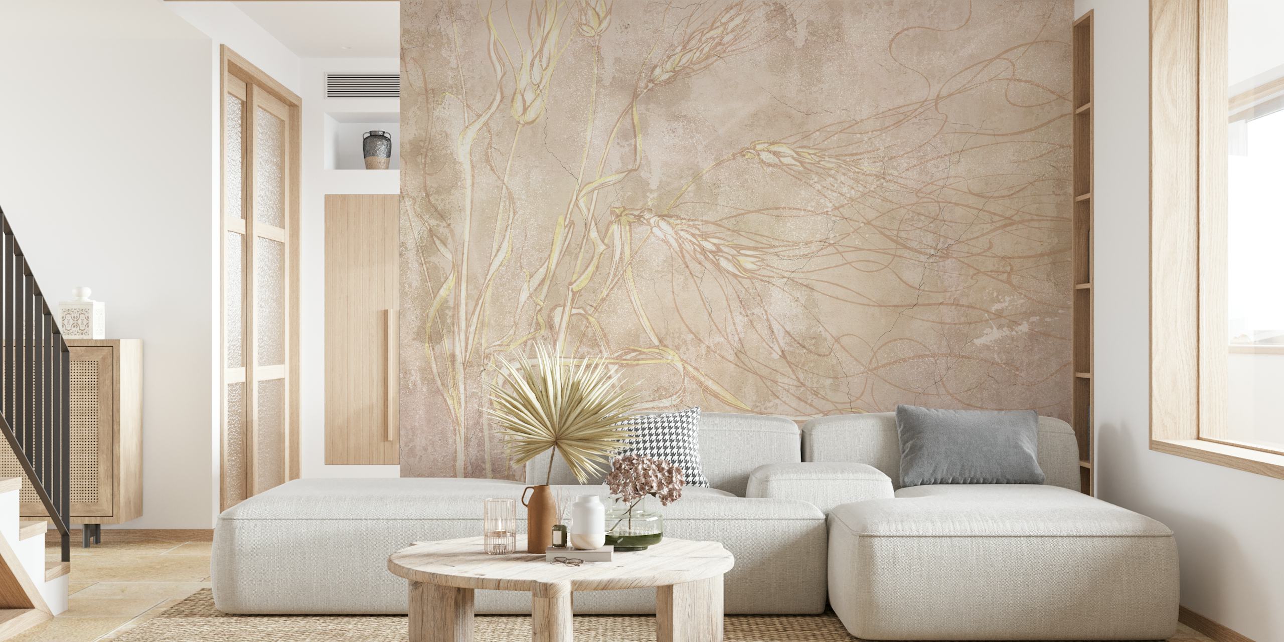 Ears of wheat wallpaper in a room