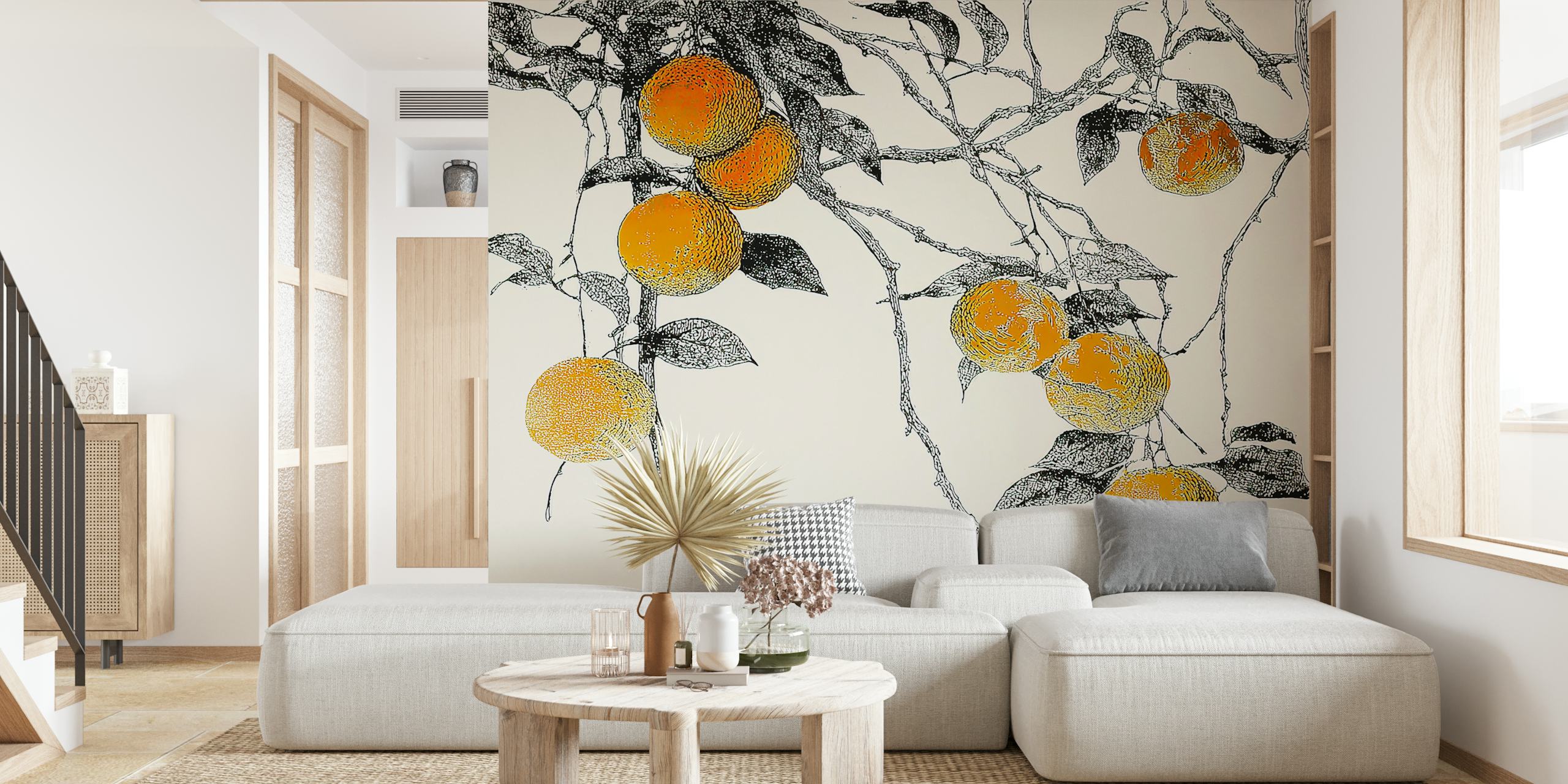 Design de papier peint Citrus Orchard dans une pièce
