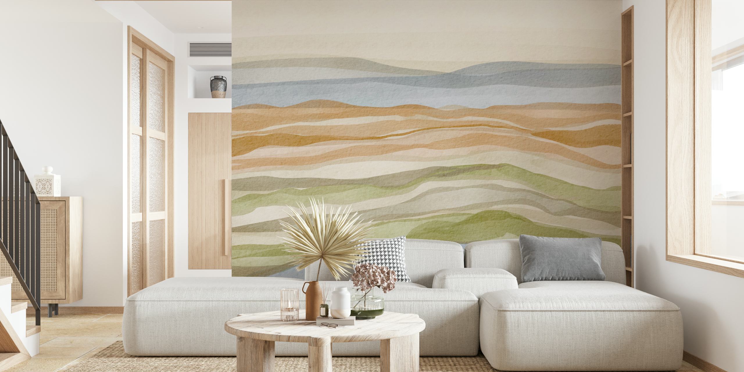 Papel de parede Nature-Inspired Wavescape em um quarto