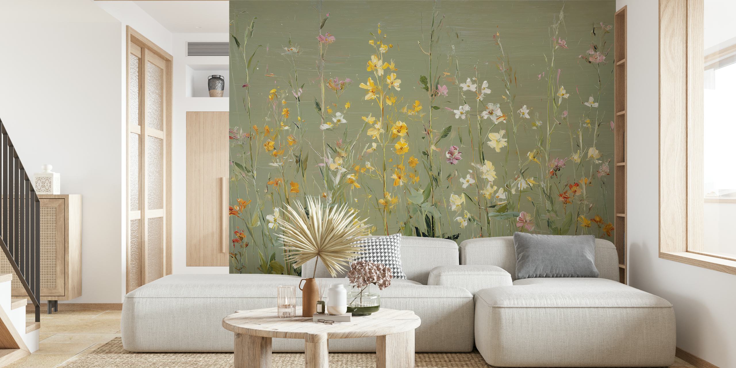 Spring Meadow Floral wallpaper in a room