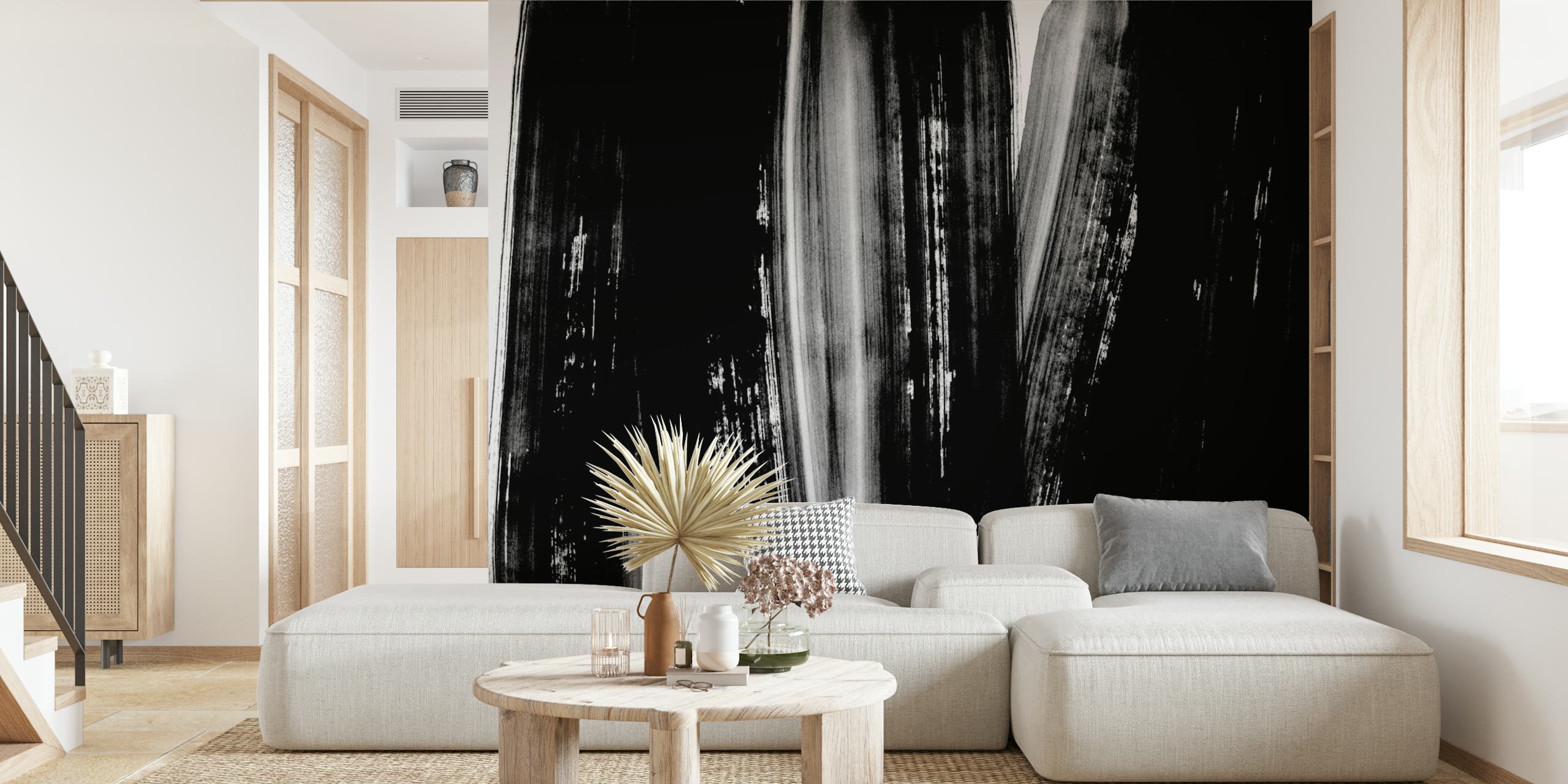 Bold Black Strokes wallpaper in a modern room