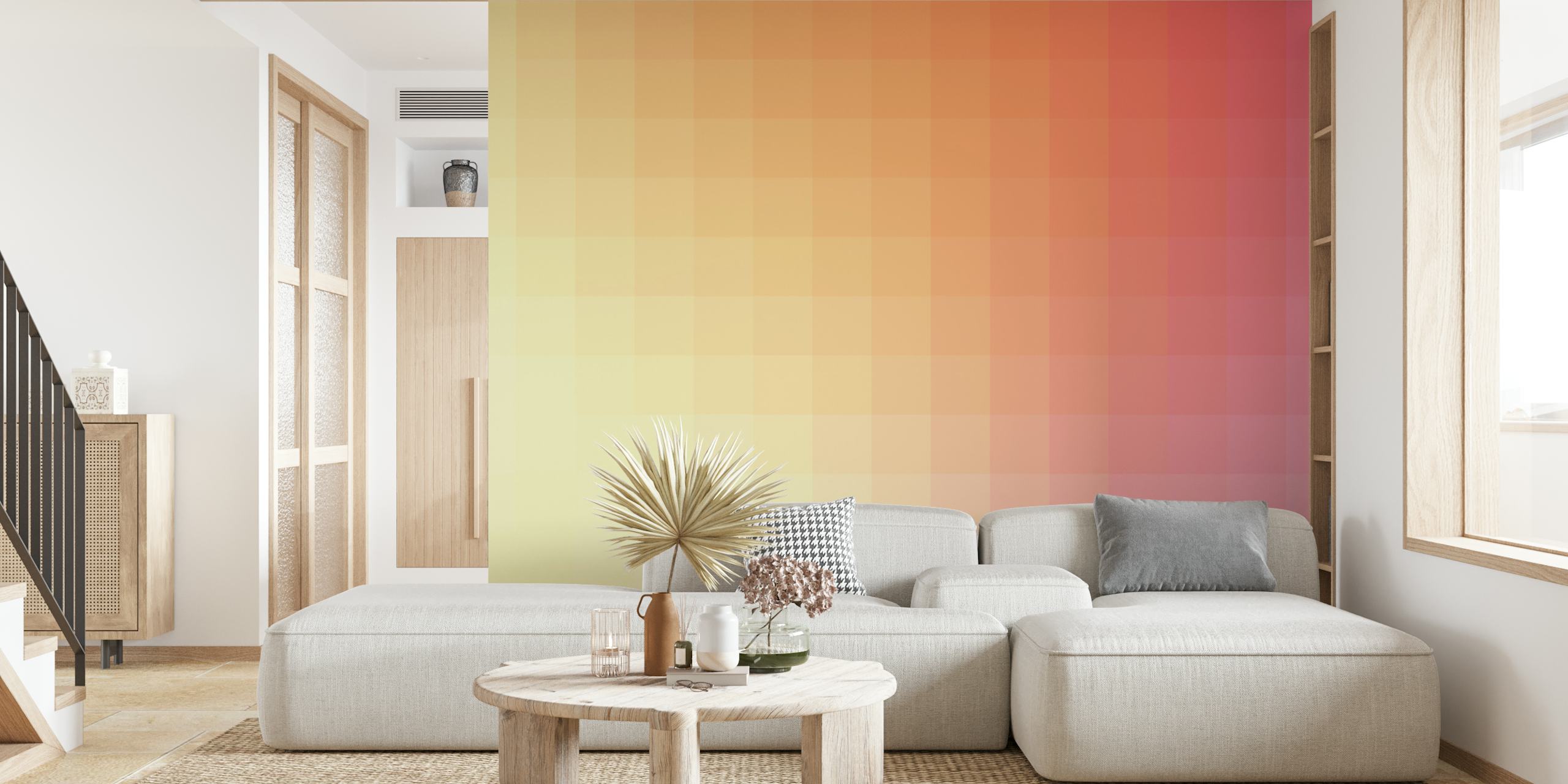 Pink and orange gradient wallpaper, smooth color transition, modern design wall mural