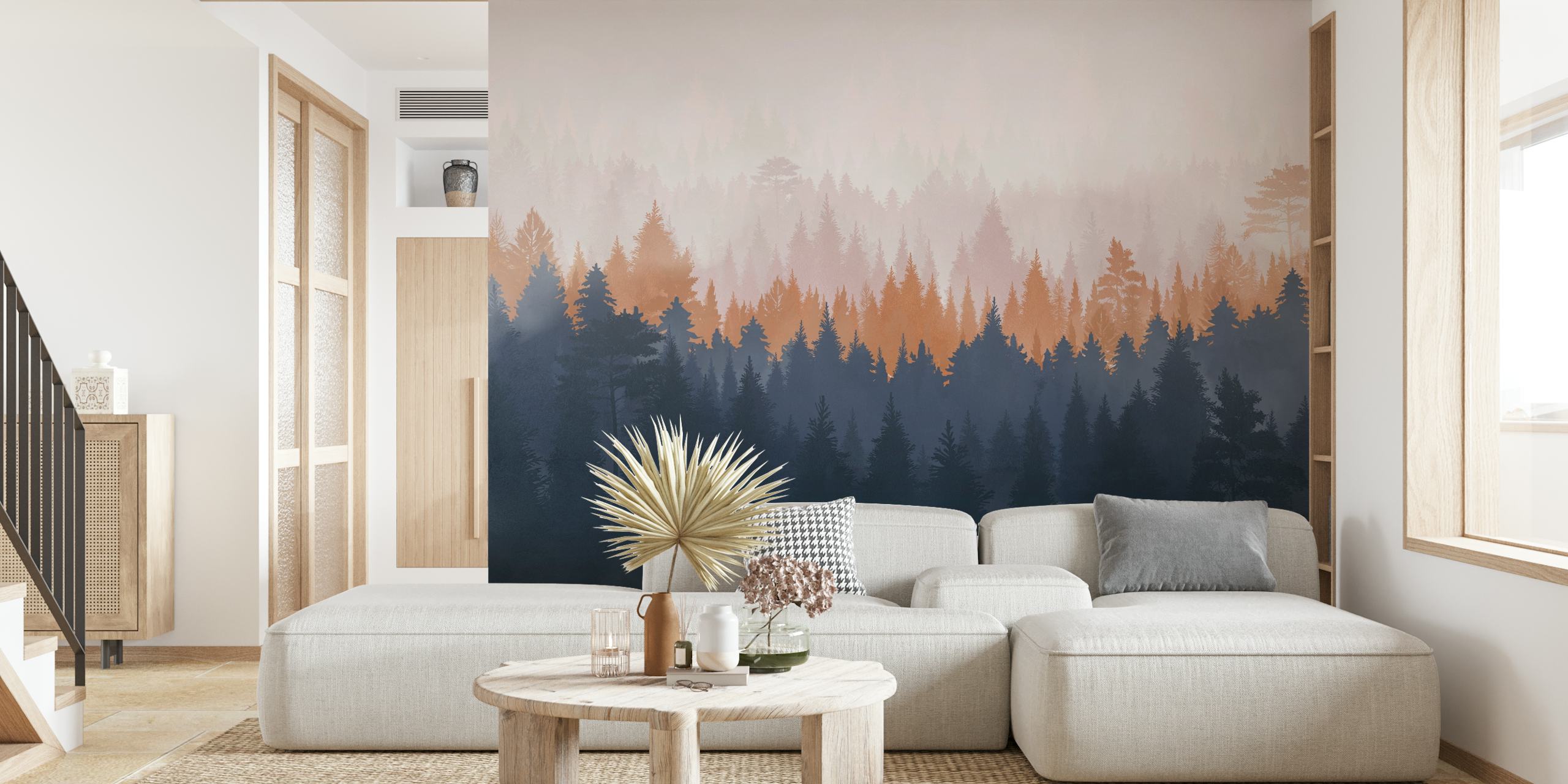 Forest Sunset wallpaper displayed in a room