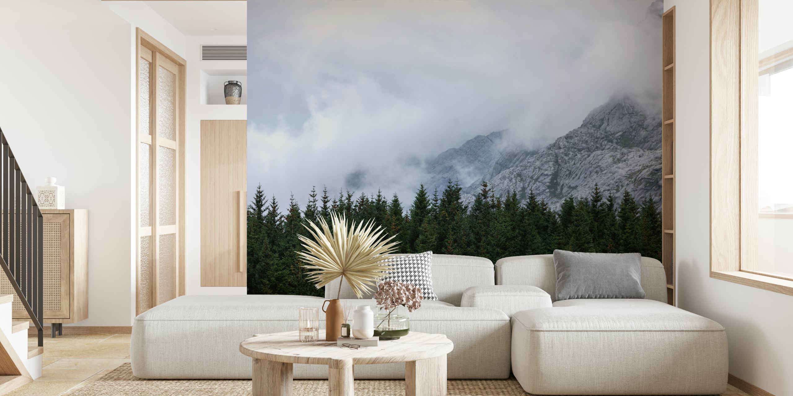 Tranquil Mountain Scene Tapete in einem Raum