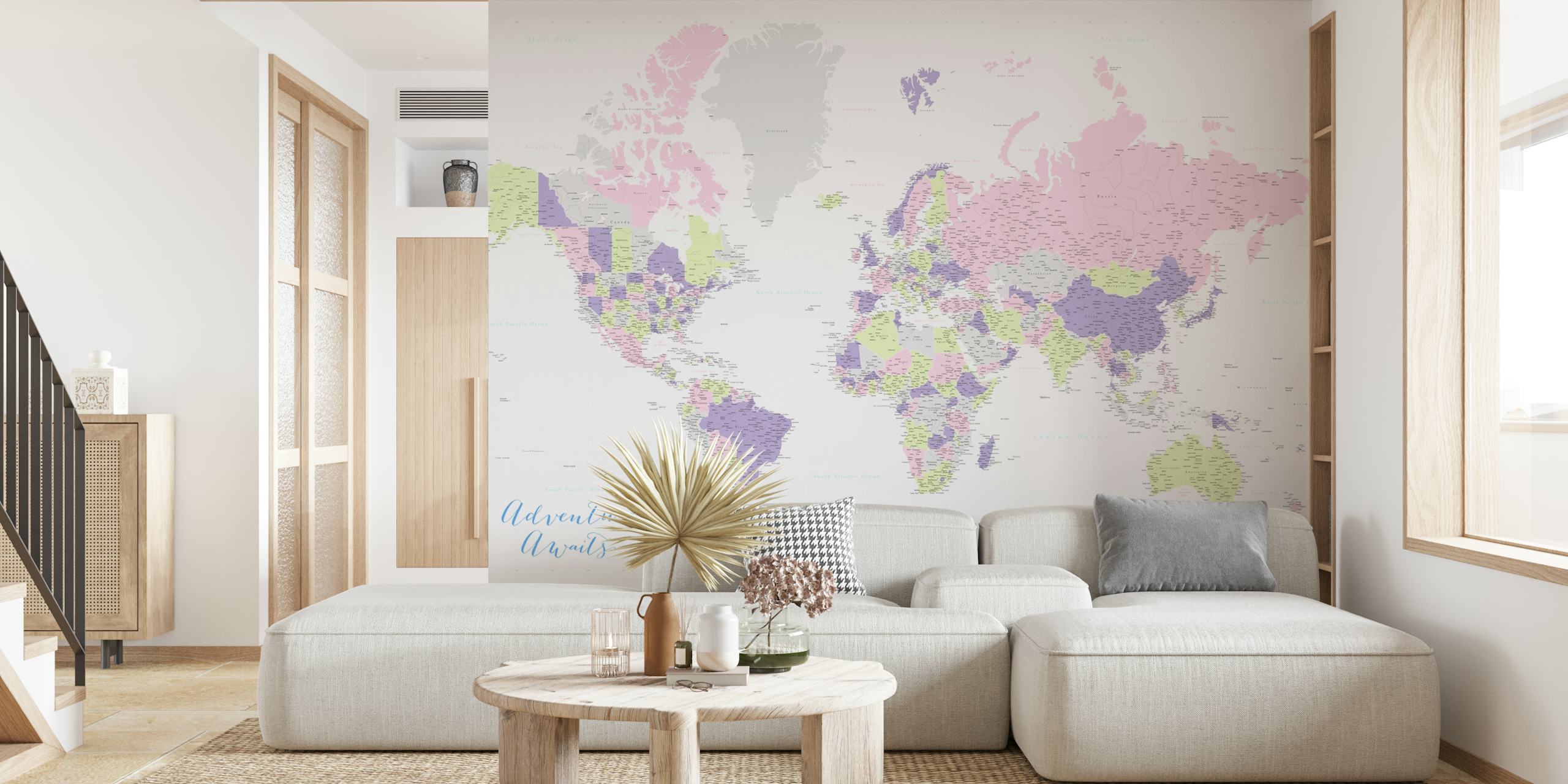 Adventure world map wallpaper in a room