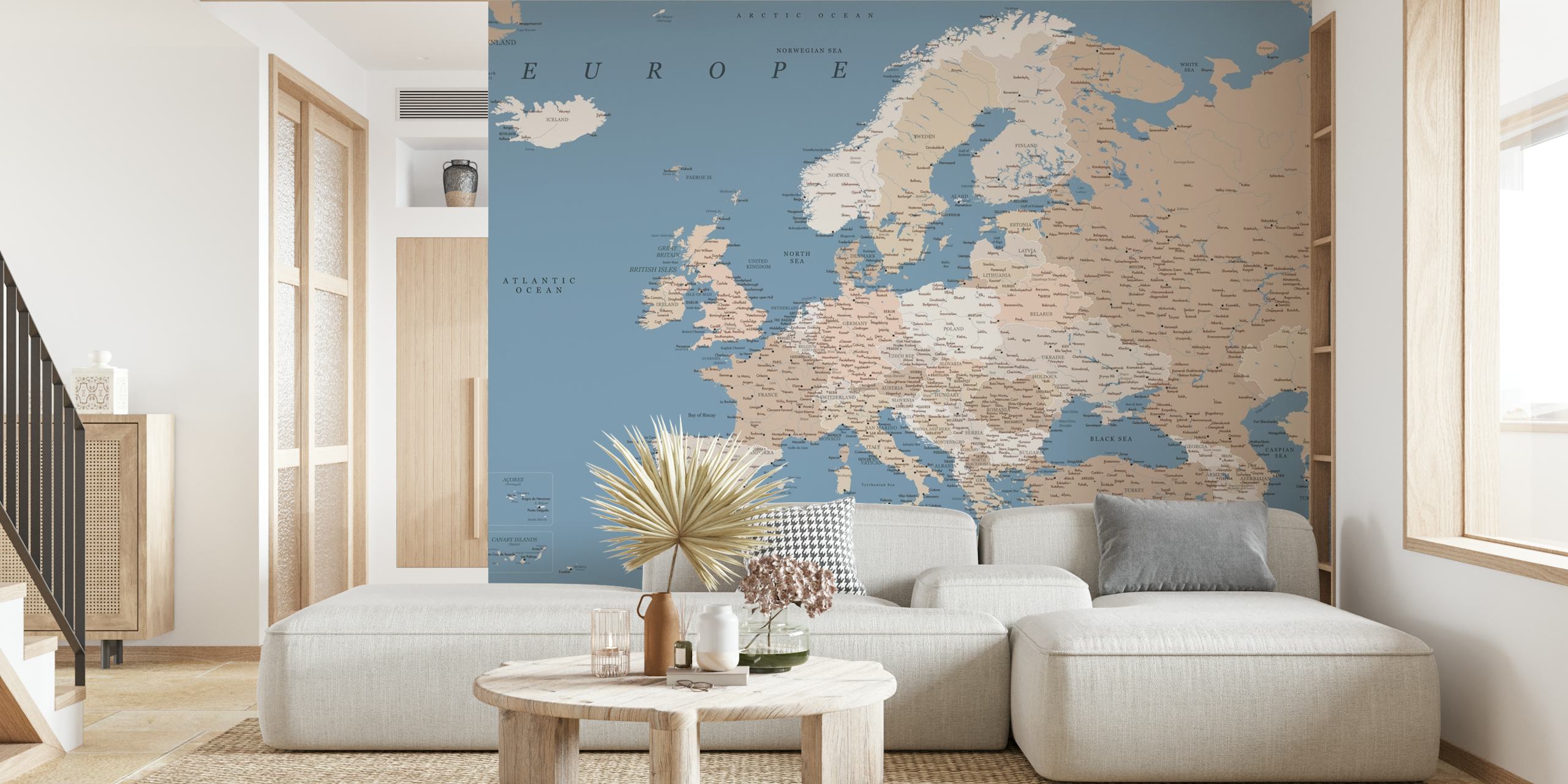 Λεπτομερής Europe map Amias για εσωτερική διακόσμηση