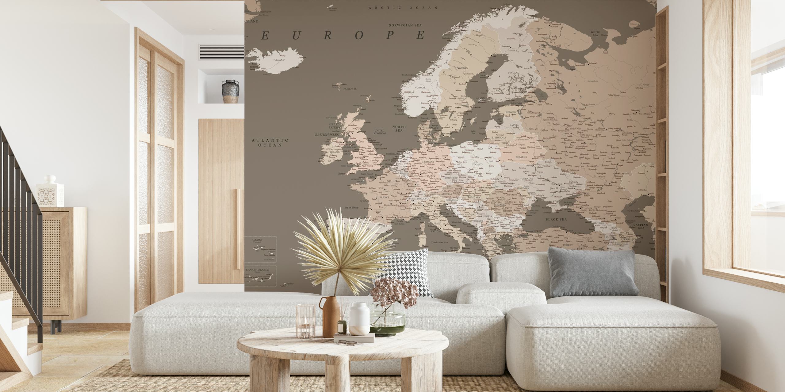 Tapeta Detailed Europe map v pokoji
