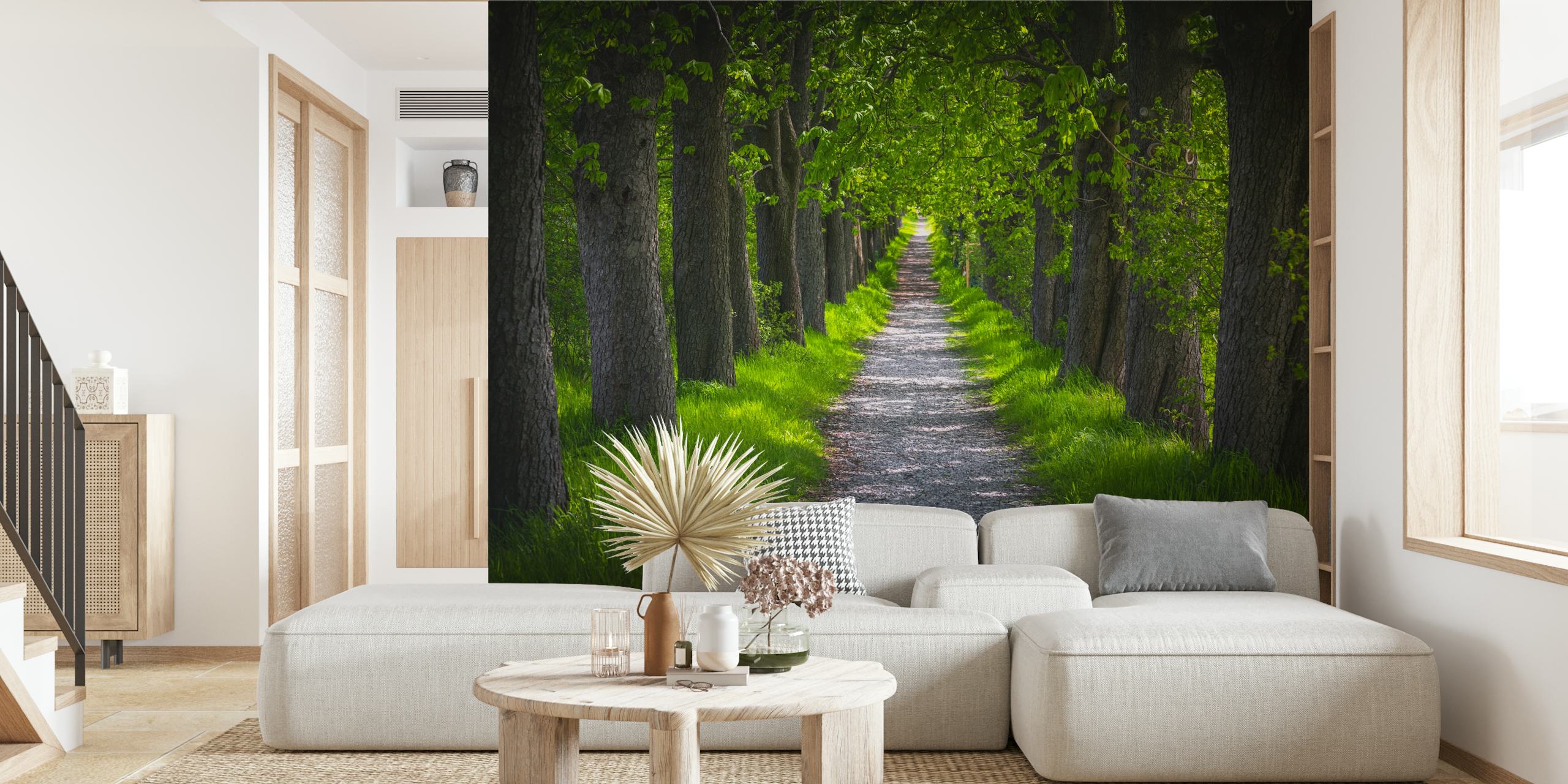 Τοίχο mural της Chestnut Avenue με πλούσια πράσινα δέντρα και έναν ηλιόλουστο δρόμο