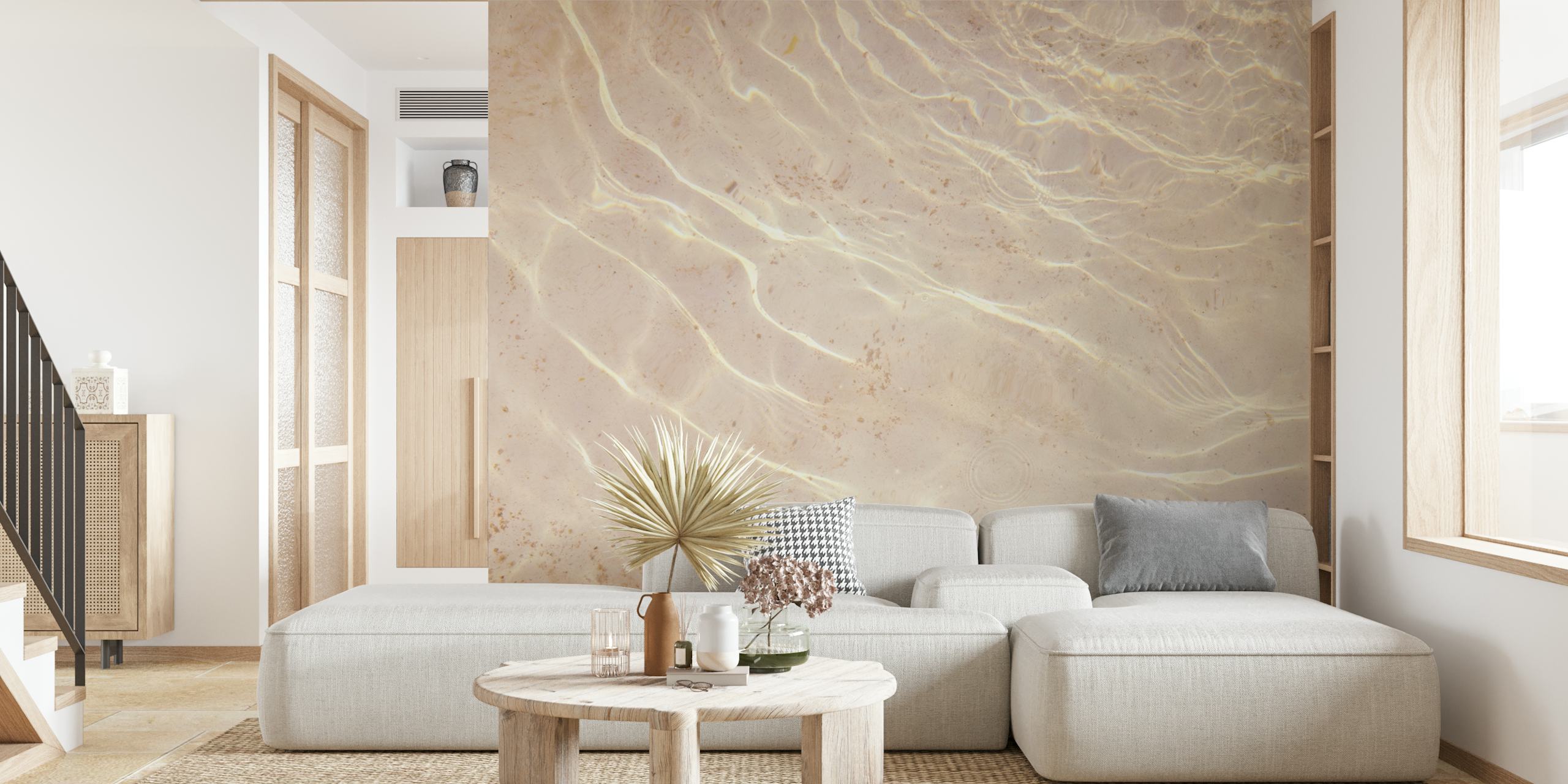 Blush ocean water ripples with soft sandy tones wallpaper