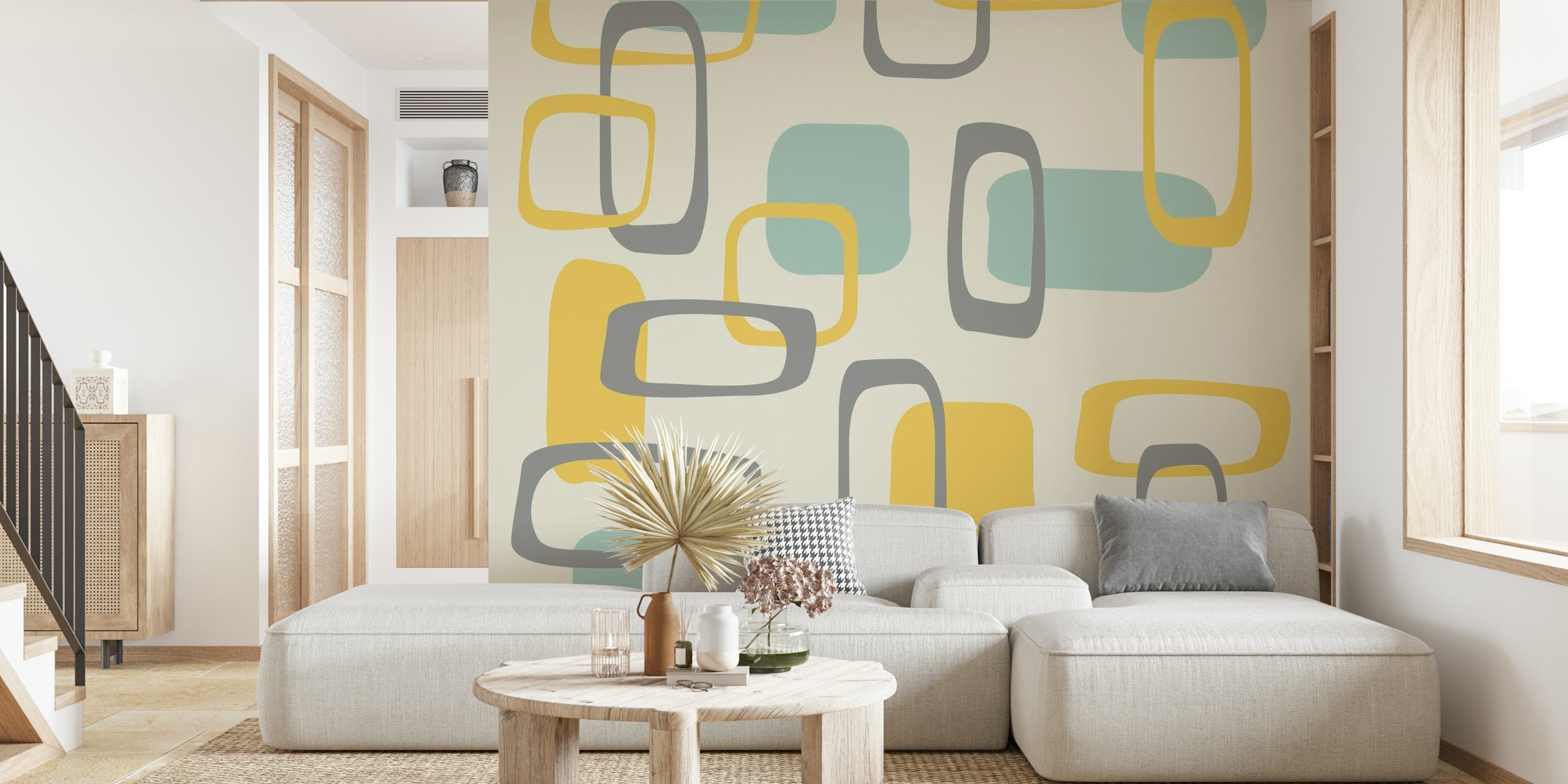 Mid-Century Squares Pattern Wallpaper - Happywall