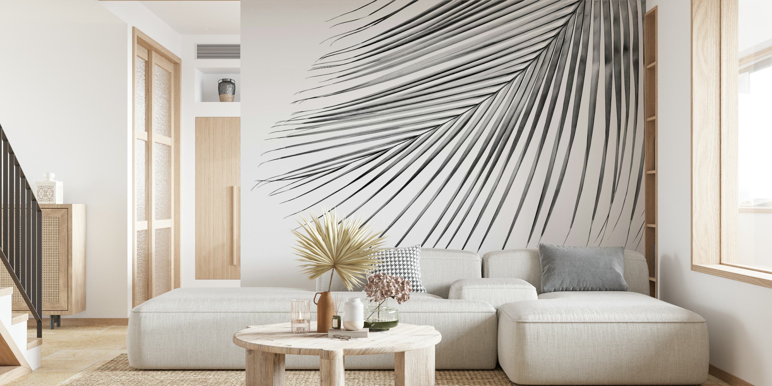 Silver Gray Palm Leaf wallpaper i ett rum