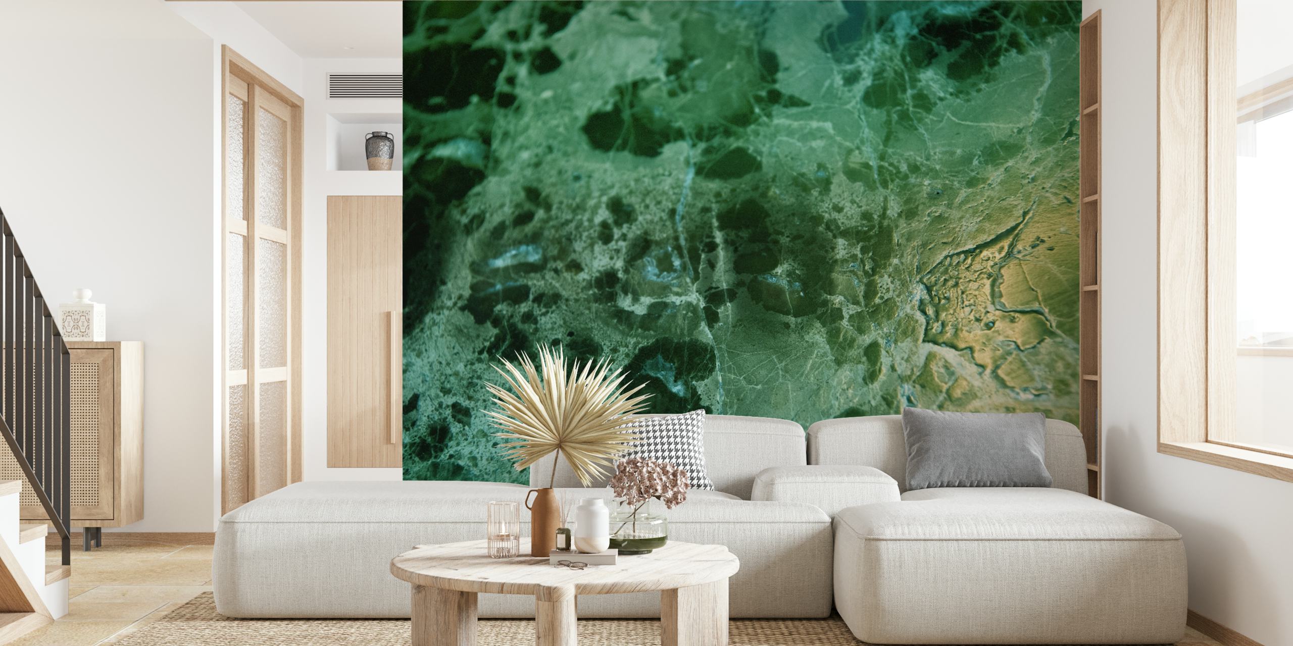 Emerald Green Marble behang in een kamer