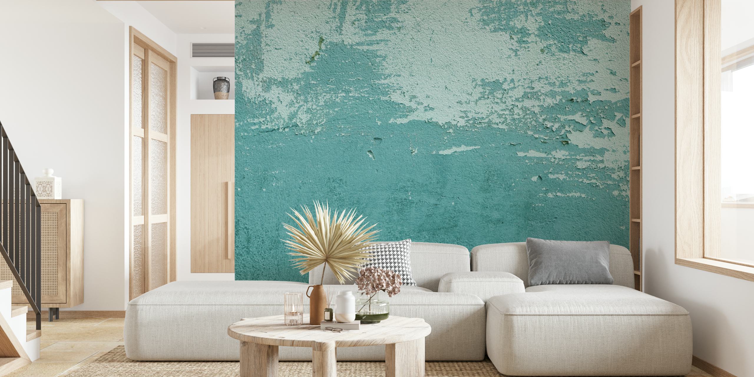 Vintage teal wall texture for a stylish wall mural