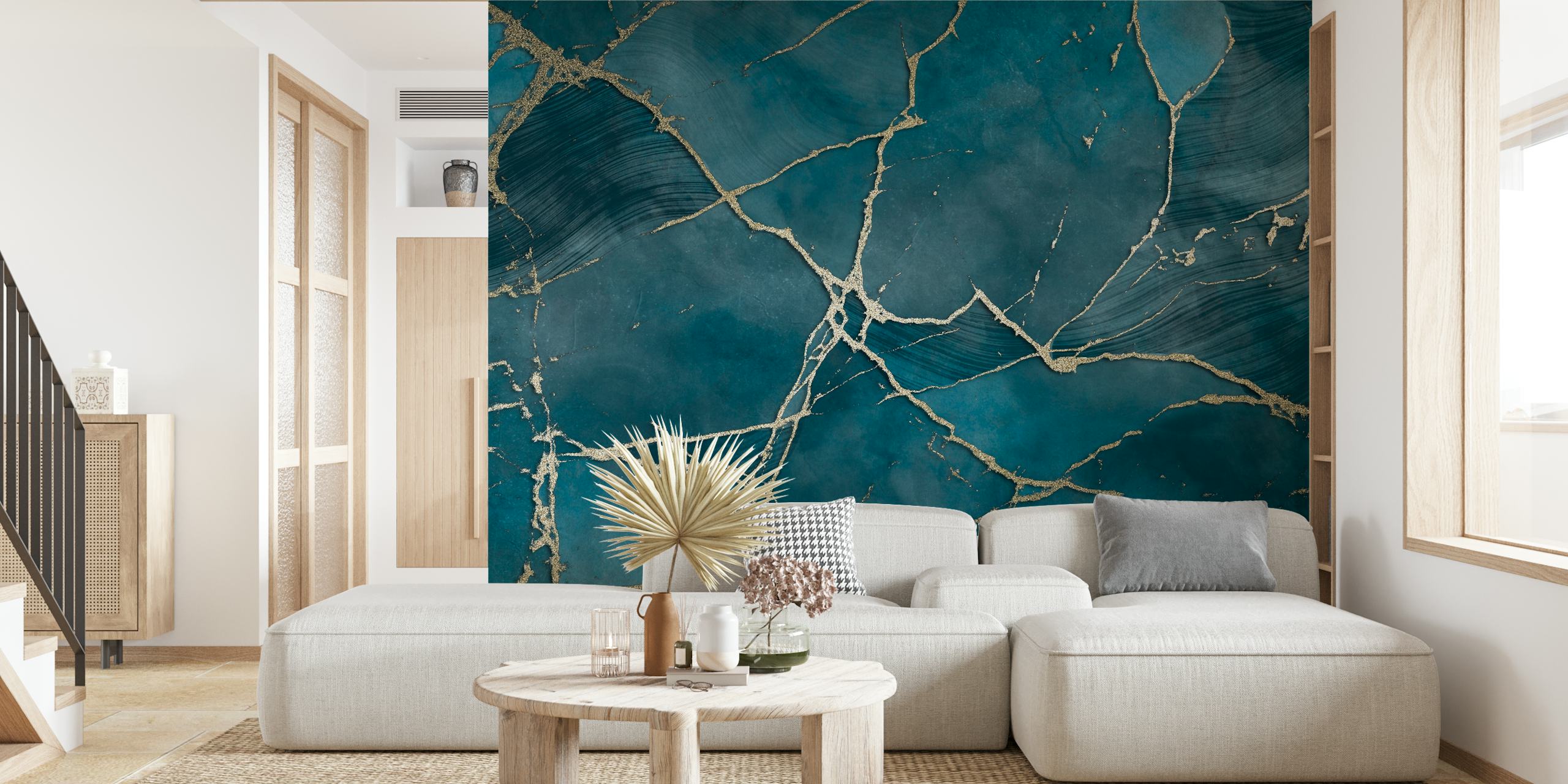 Tapeta Turquoise Marble Elegance w pokoju