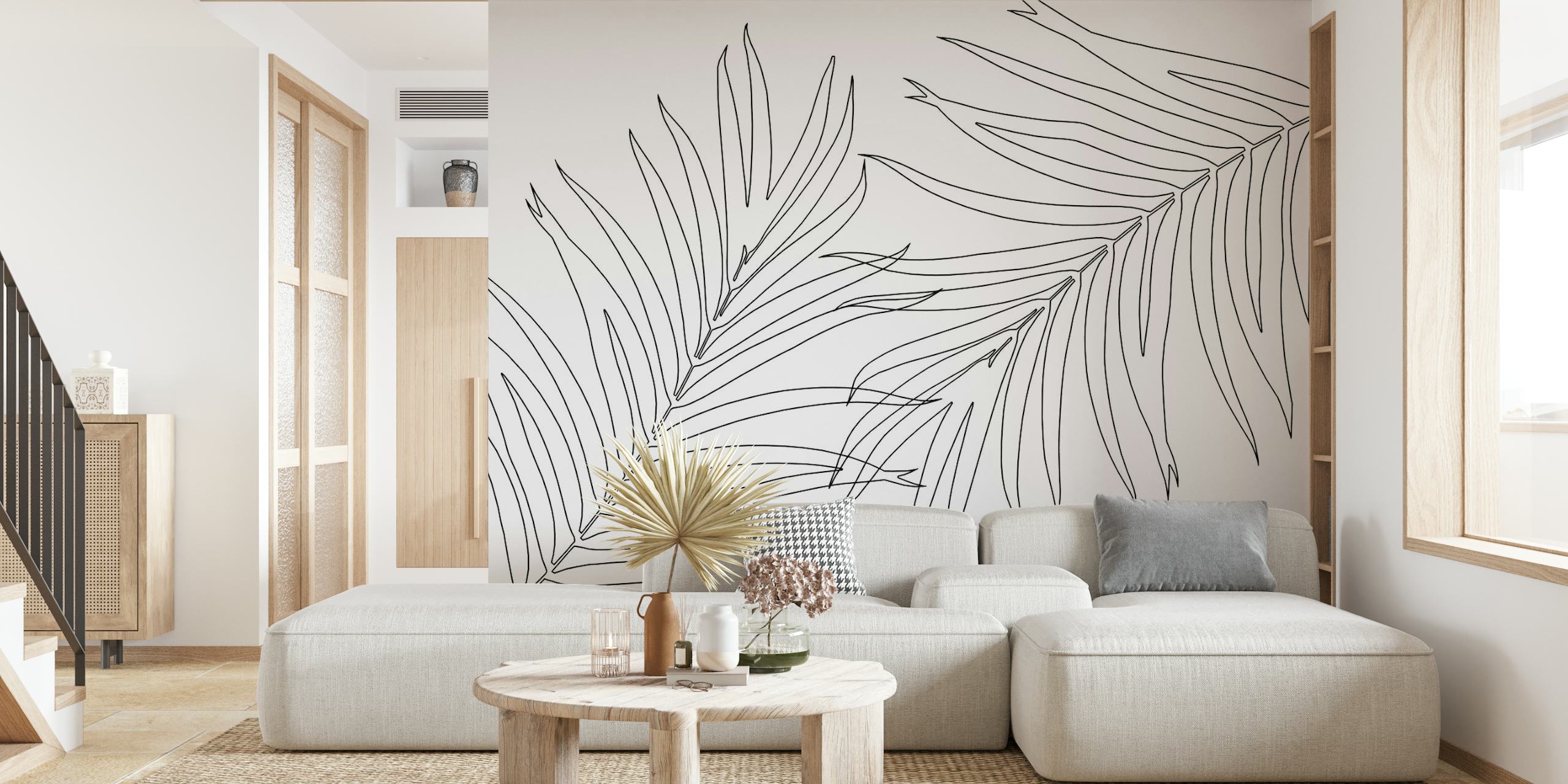 Palm Finesse Line Art 1 papel de parede