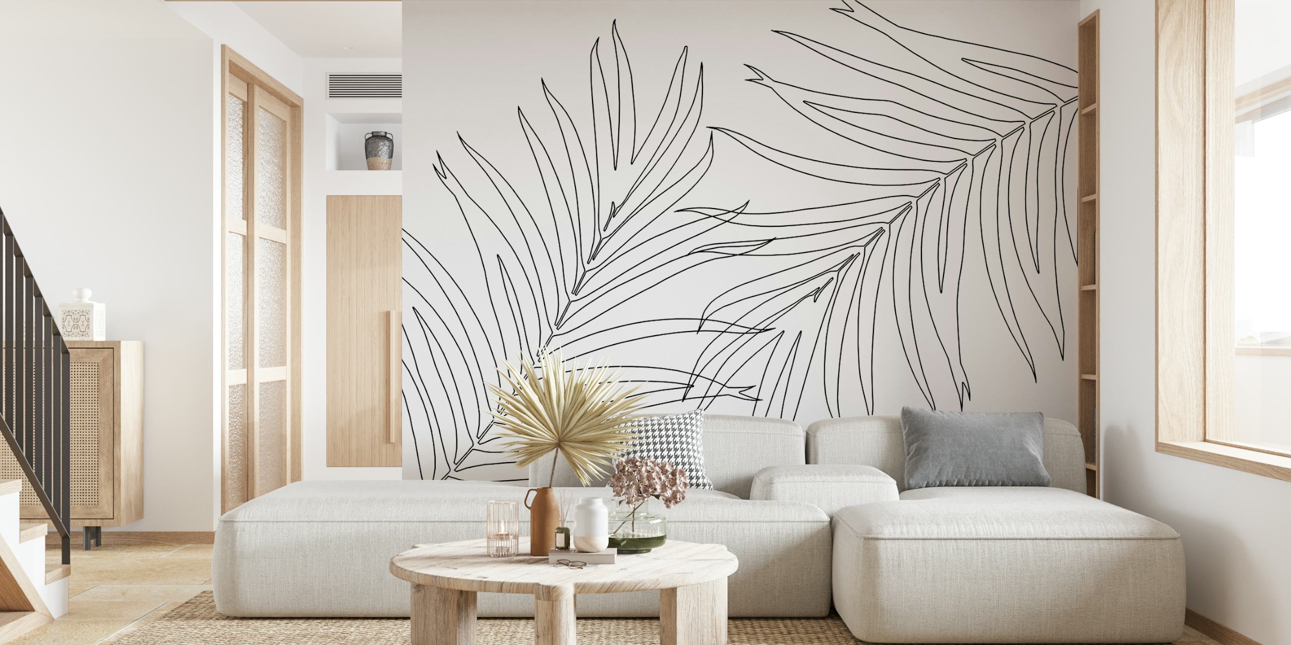 Palm Finesse Line Art 1 wallpaper in a room