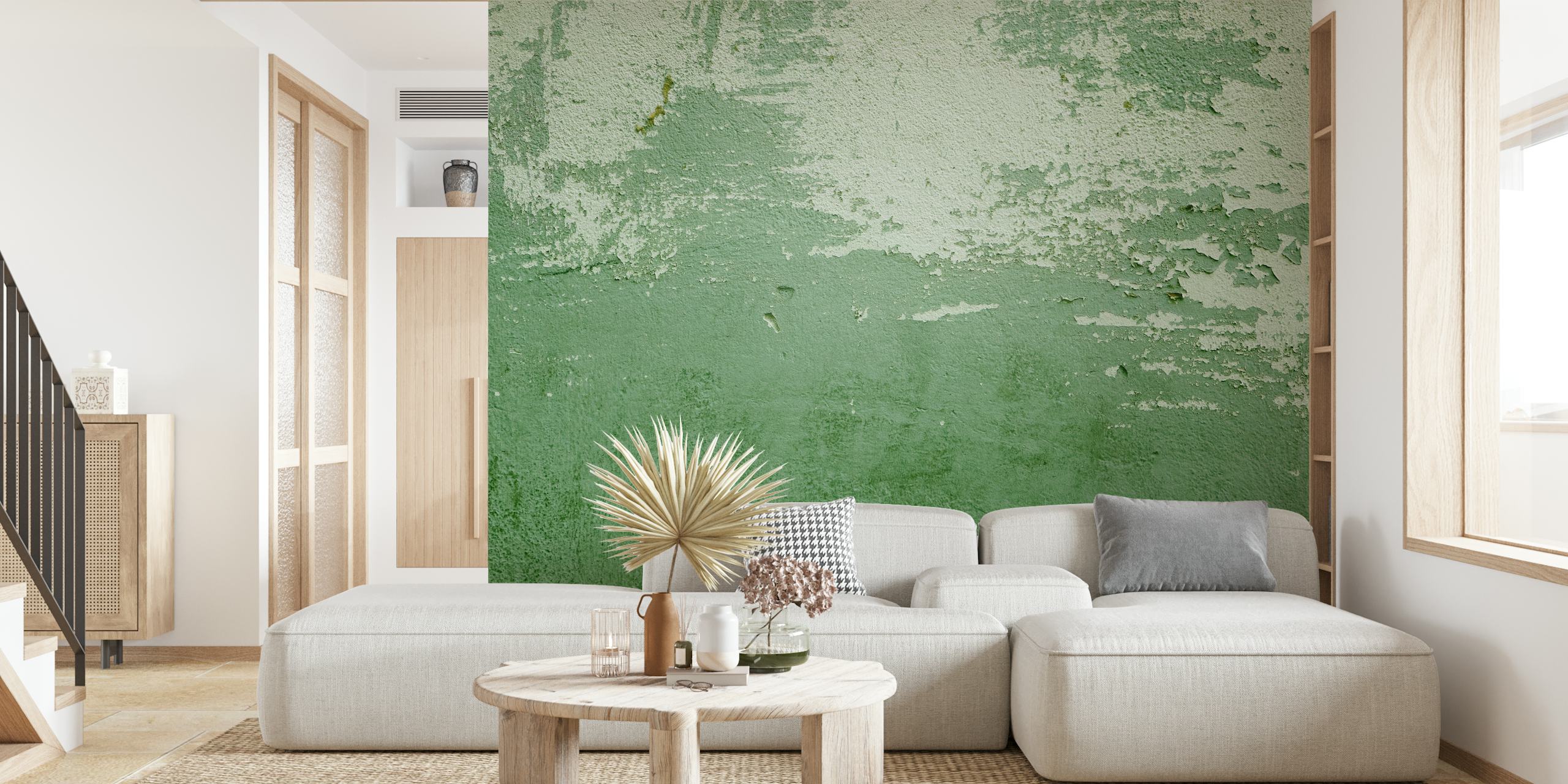 Greenery grunge wall design in a room