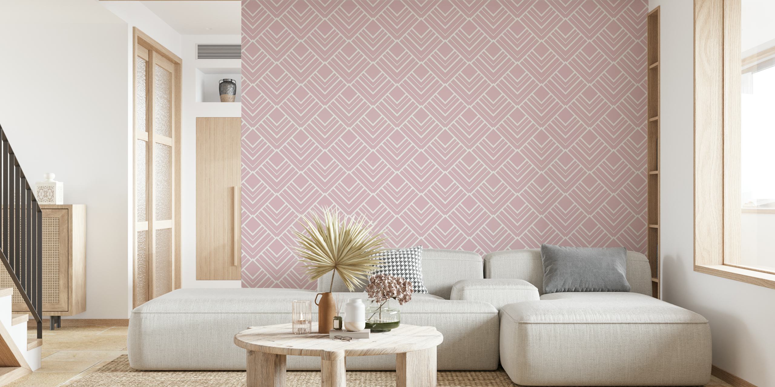 Art Deco Geometric Pattern Wall Mural in Subtle Tones
