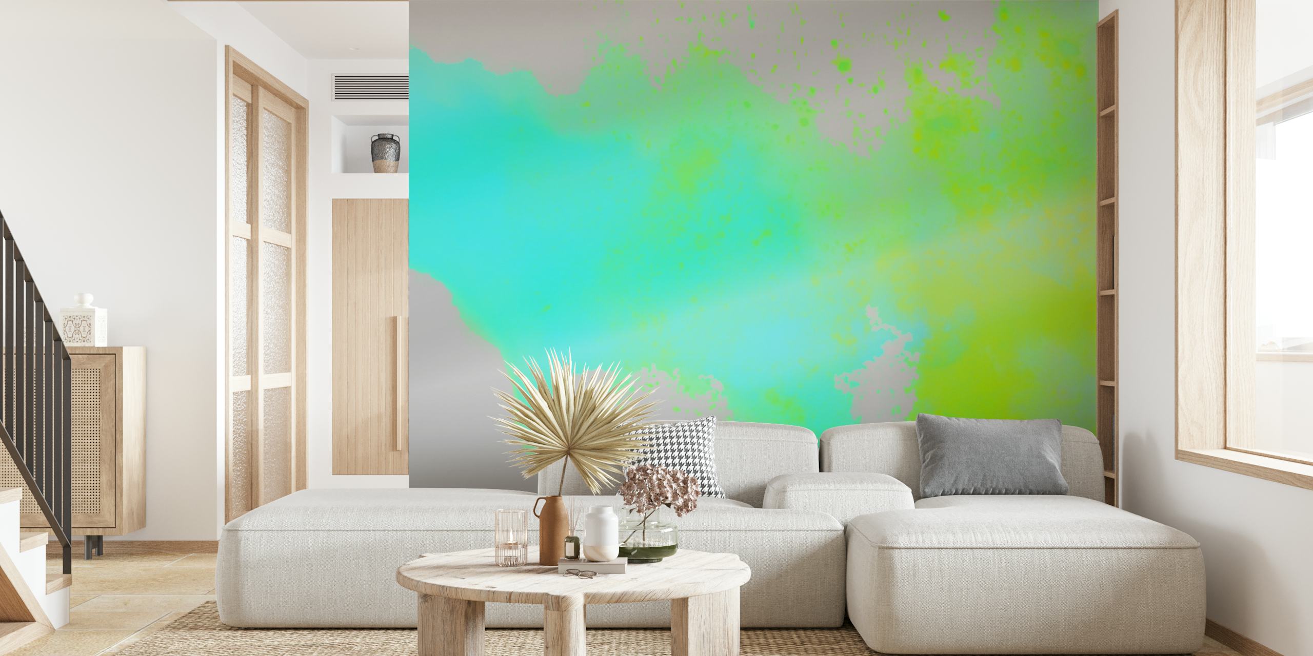 Abstraktes Fototapete mit Neon-Farbspritzern und hellen und lebendigen Farben.