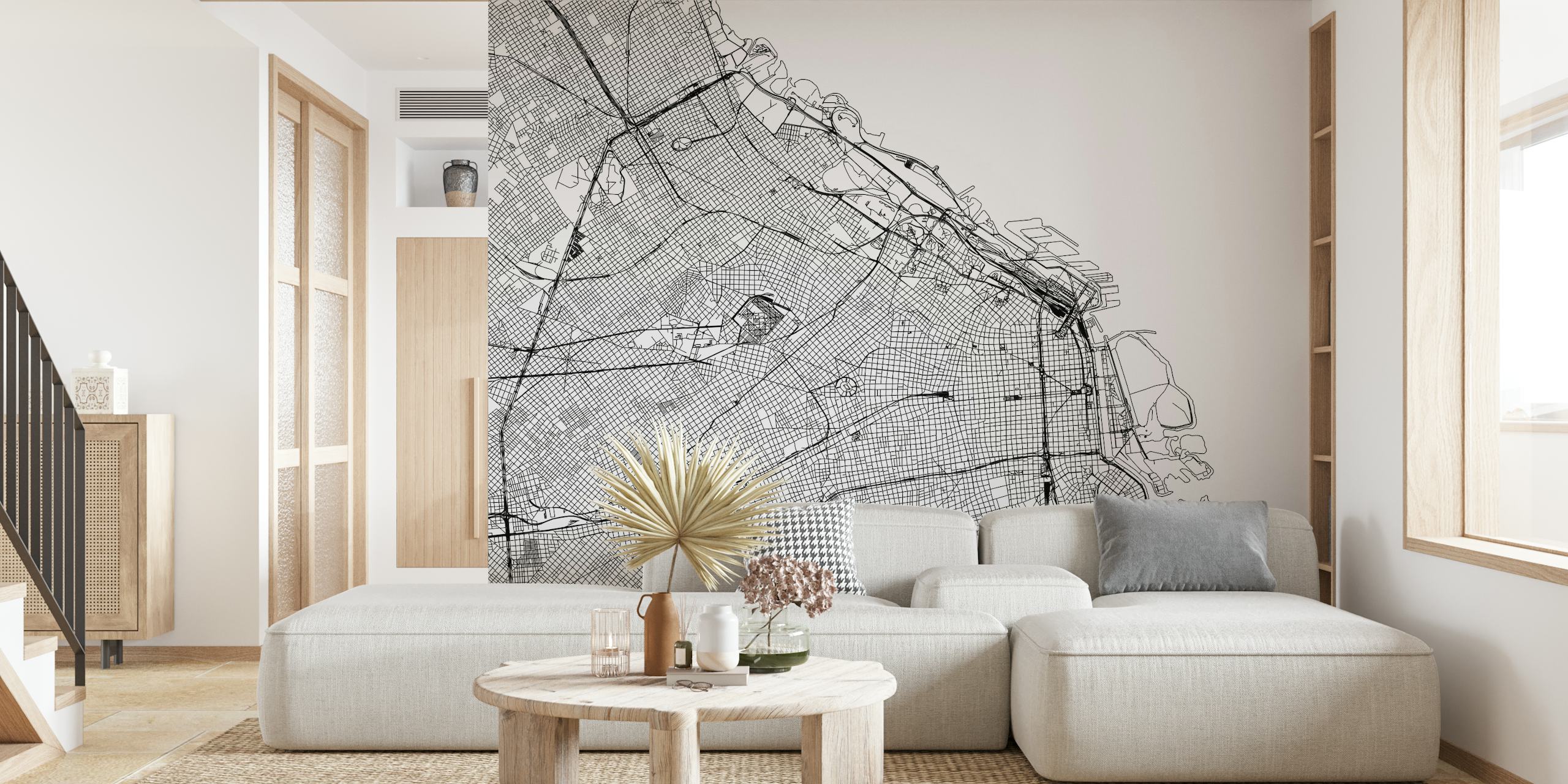 Papier peint carte noir et blanc de Buenos Aires