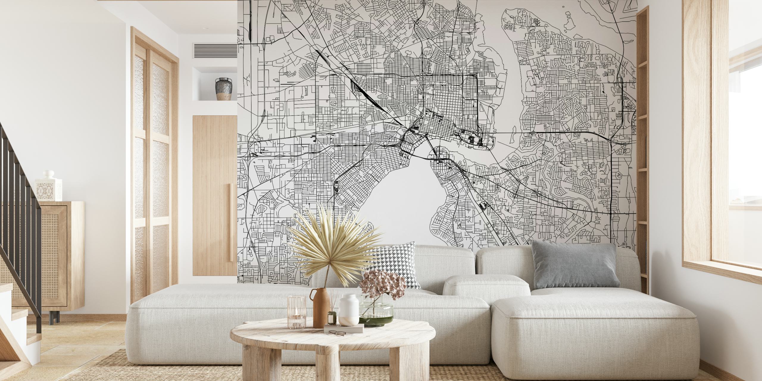 Jacksonville Map wallpaper in a modern room