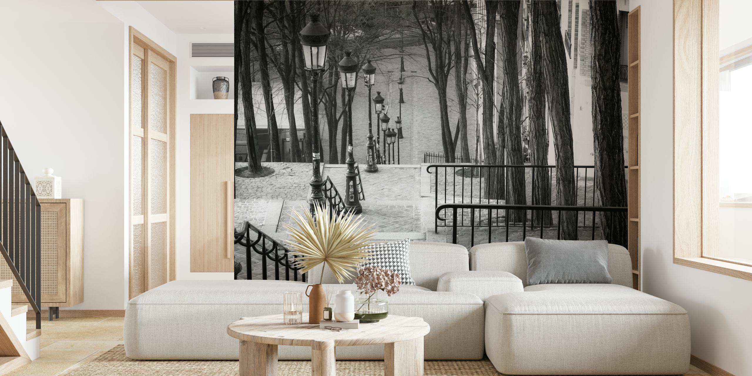 Staircase in Montmartre wallpaper design