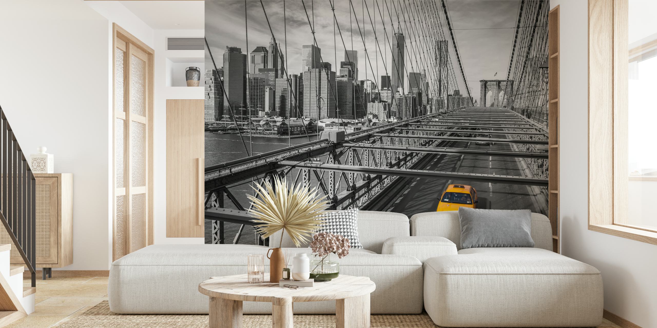 Taxi giallo su Cab on Brooklyn Bridge