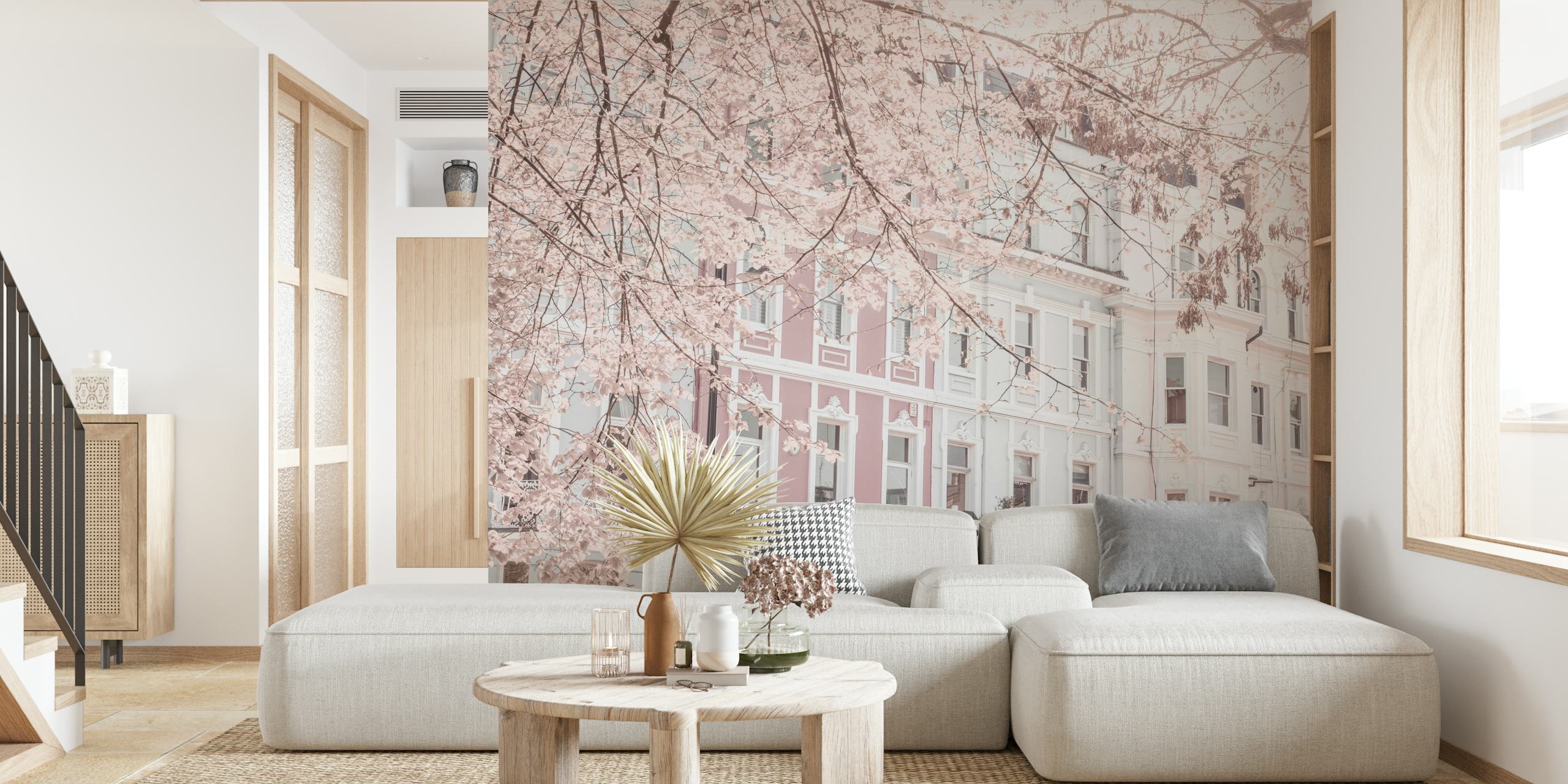 Charming Portobello Road building with blossoms wall mural