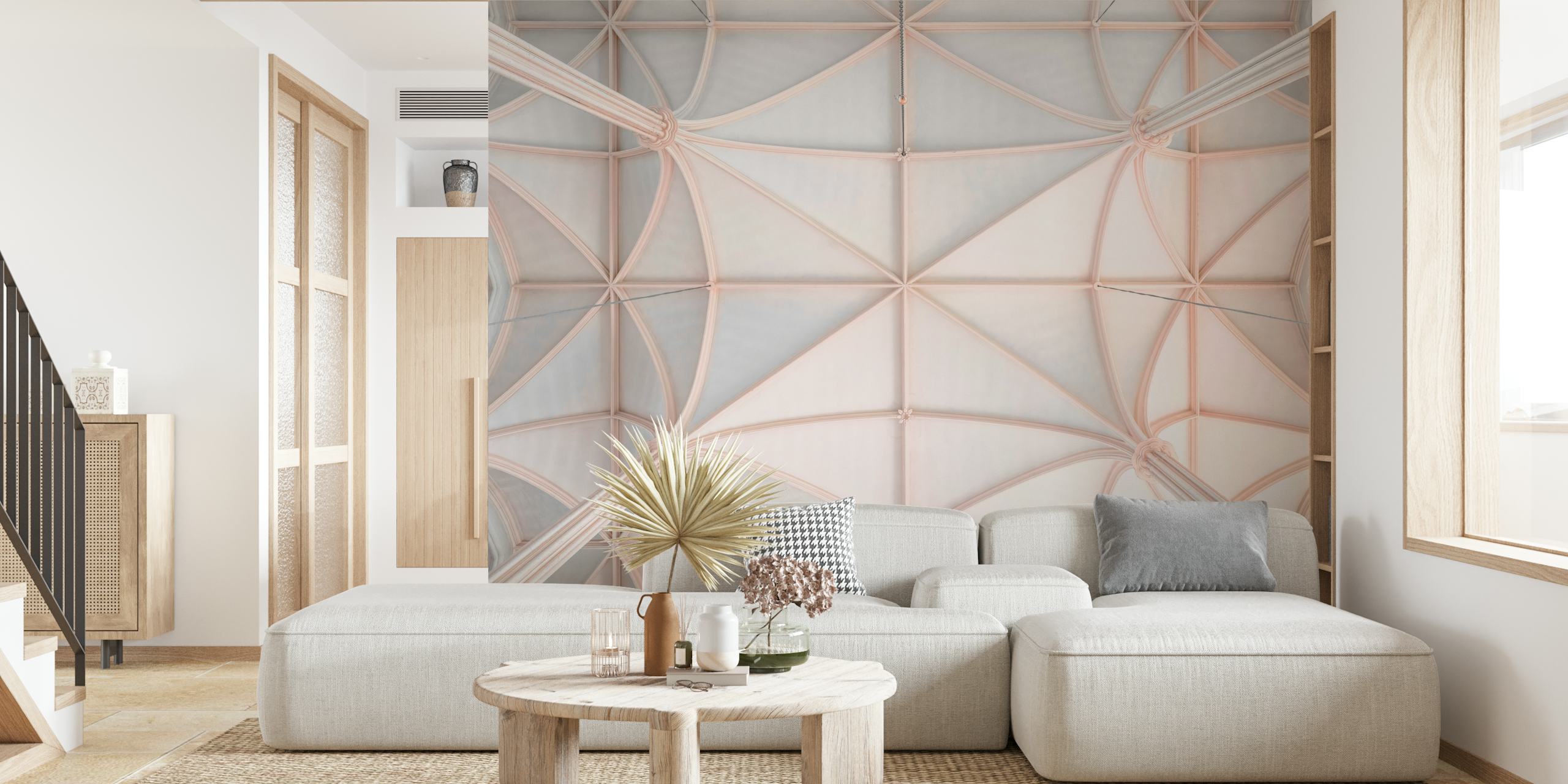 Architectural church ceiling wallpaper design