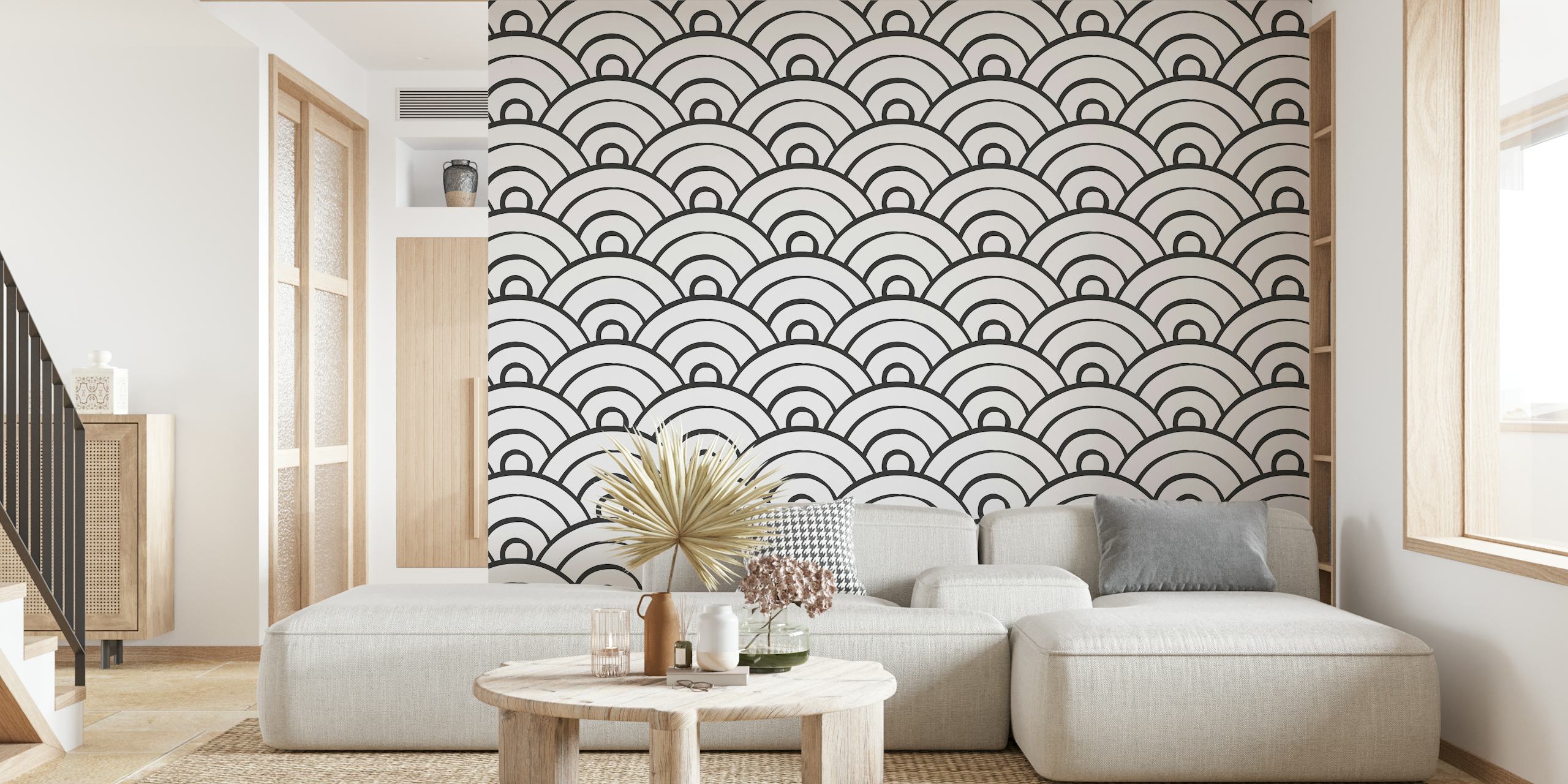 Ink Waves Art Deco wallpaper in a room