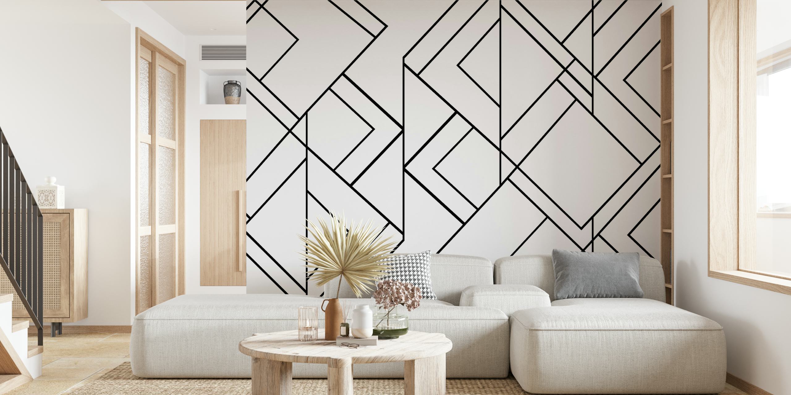 Art Deco Geo Glam 4 wall mural with monochromatic geometric design