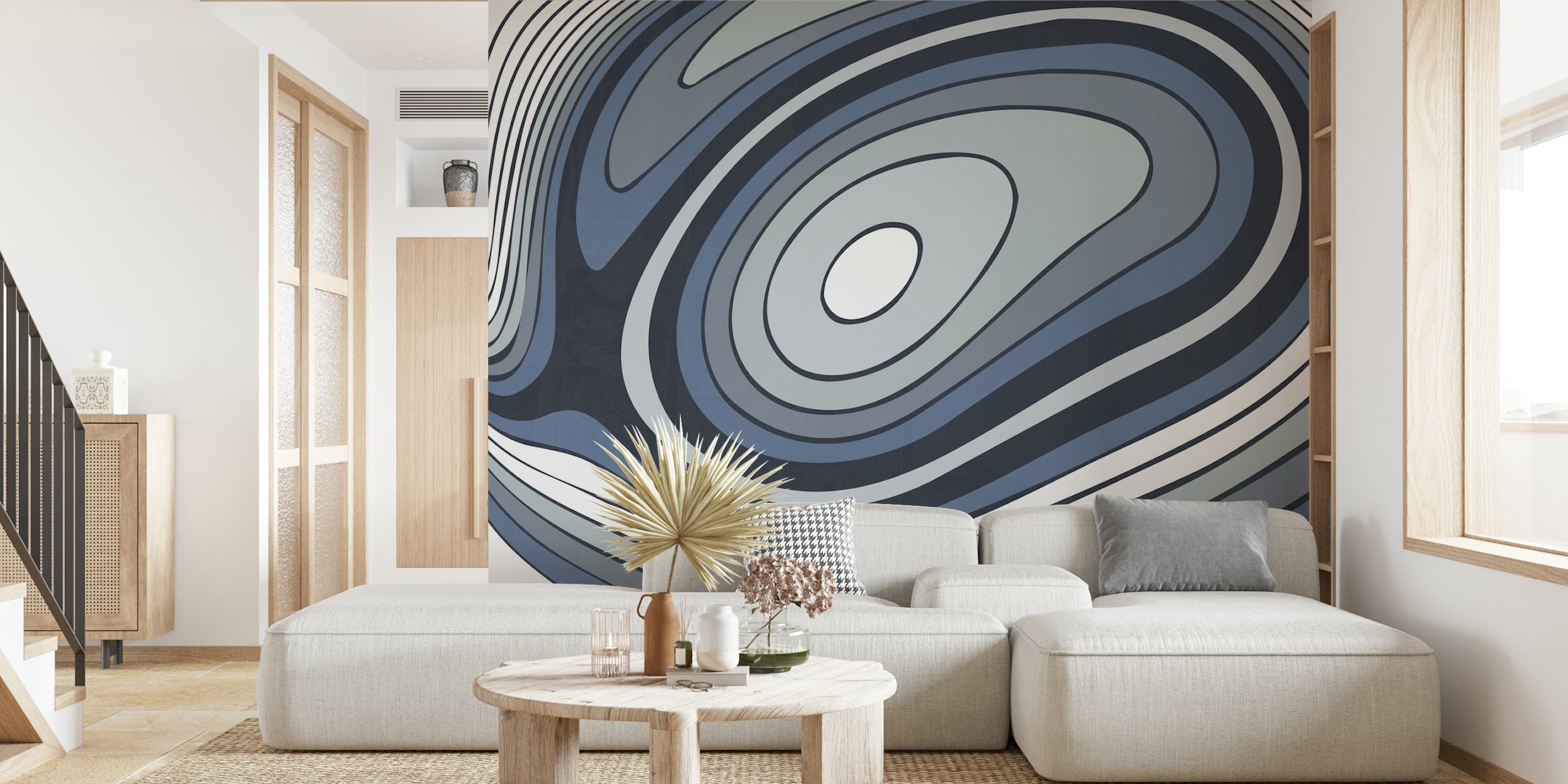 Abstract grey swirling pattern wall mural