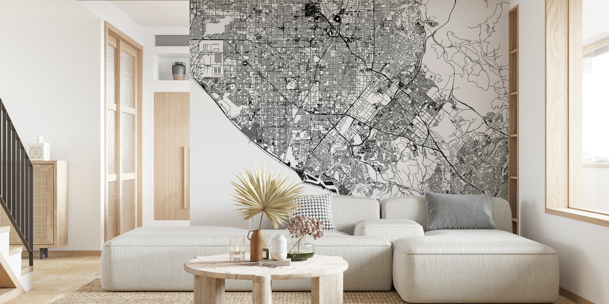 Black and white map of Orange County, California wallpaper
